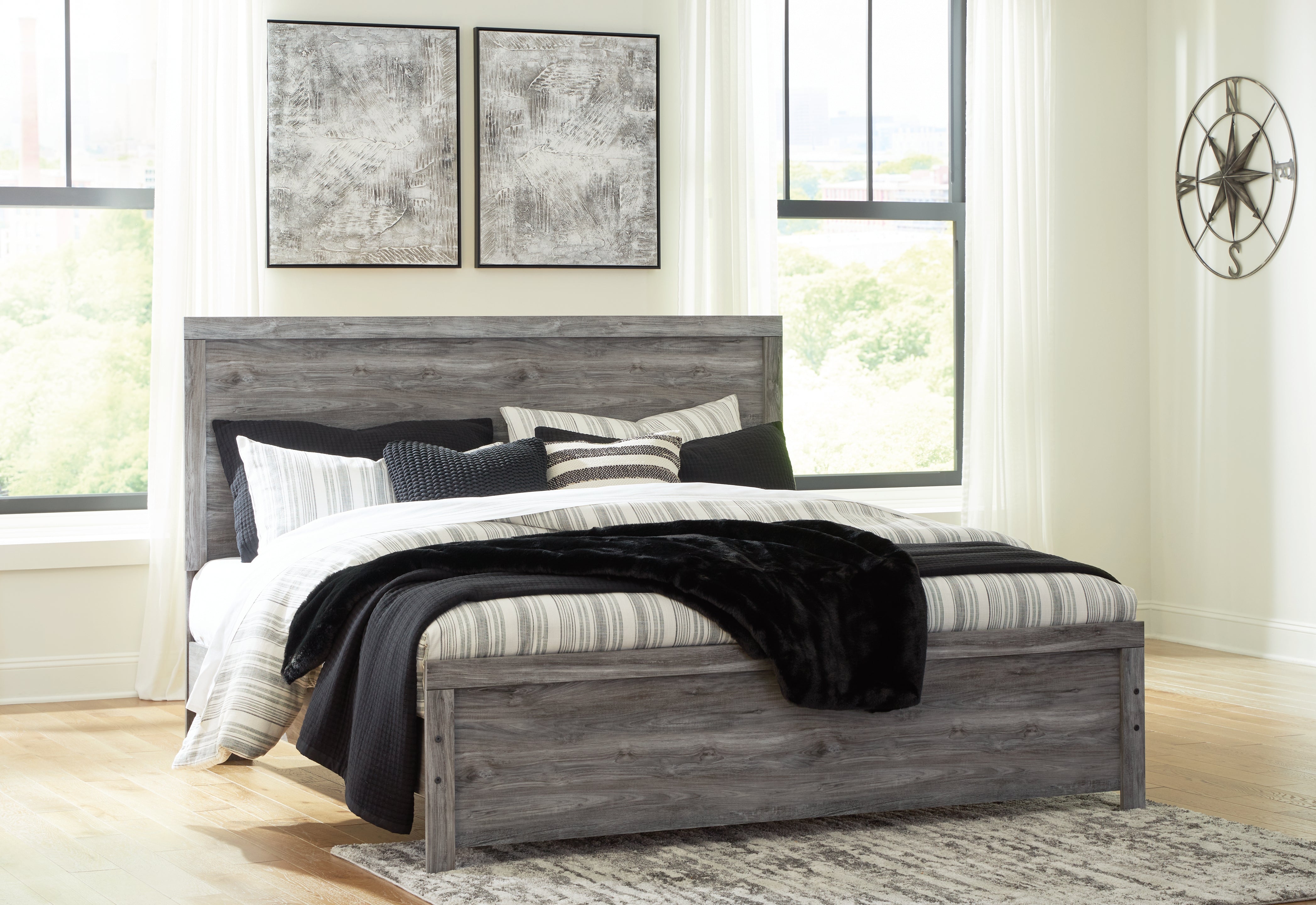 Leasing Furniture - Ashley Furniture - Bronyan Bedroom - King Panel Bed / Dark Gray - B1290B4