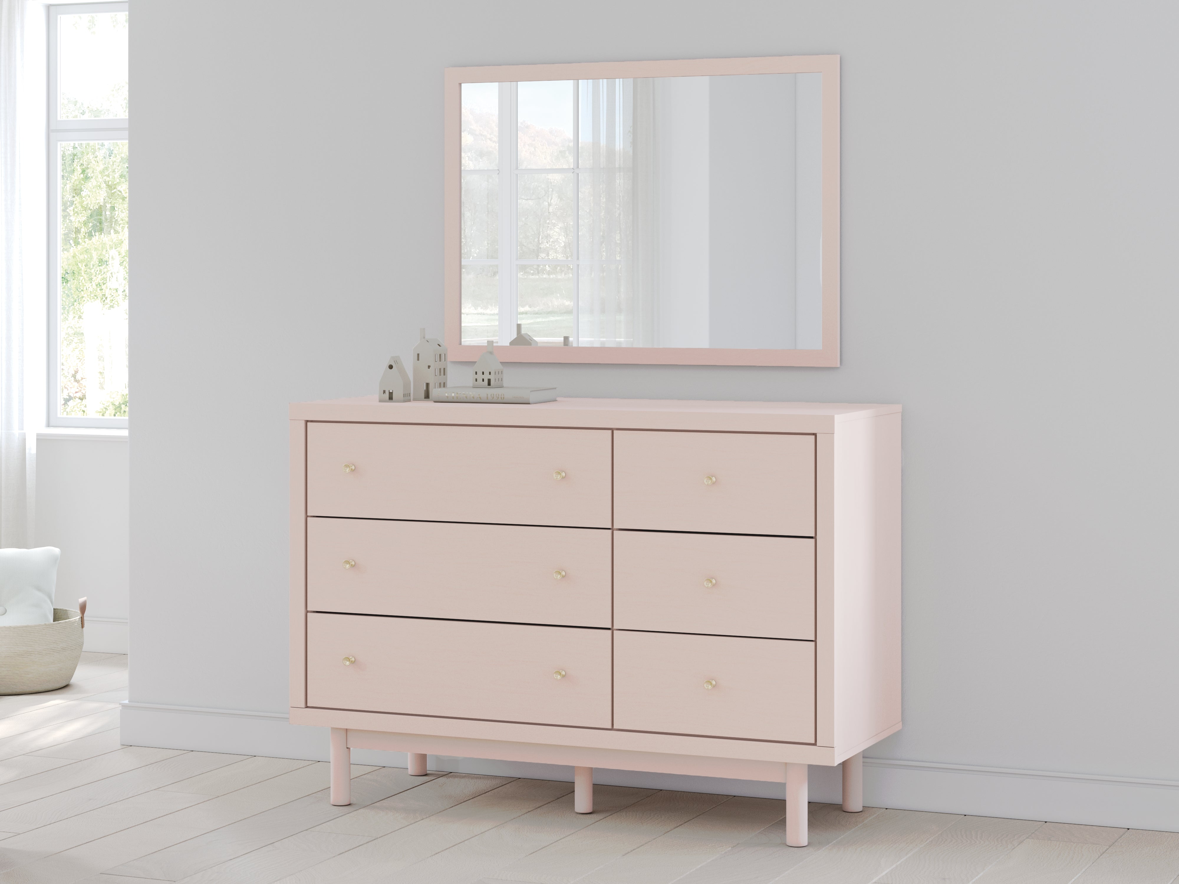 Leasing Furniture - Ashley Furniture - Wistenpine Bedroom - Dresser and Mirror / Blush - B1323B1