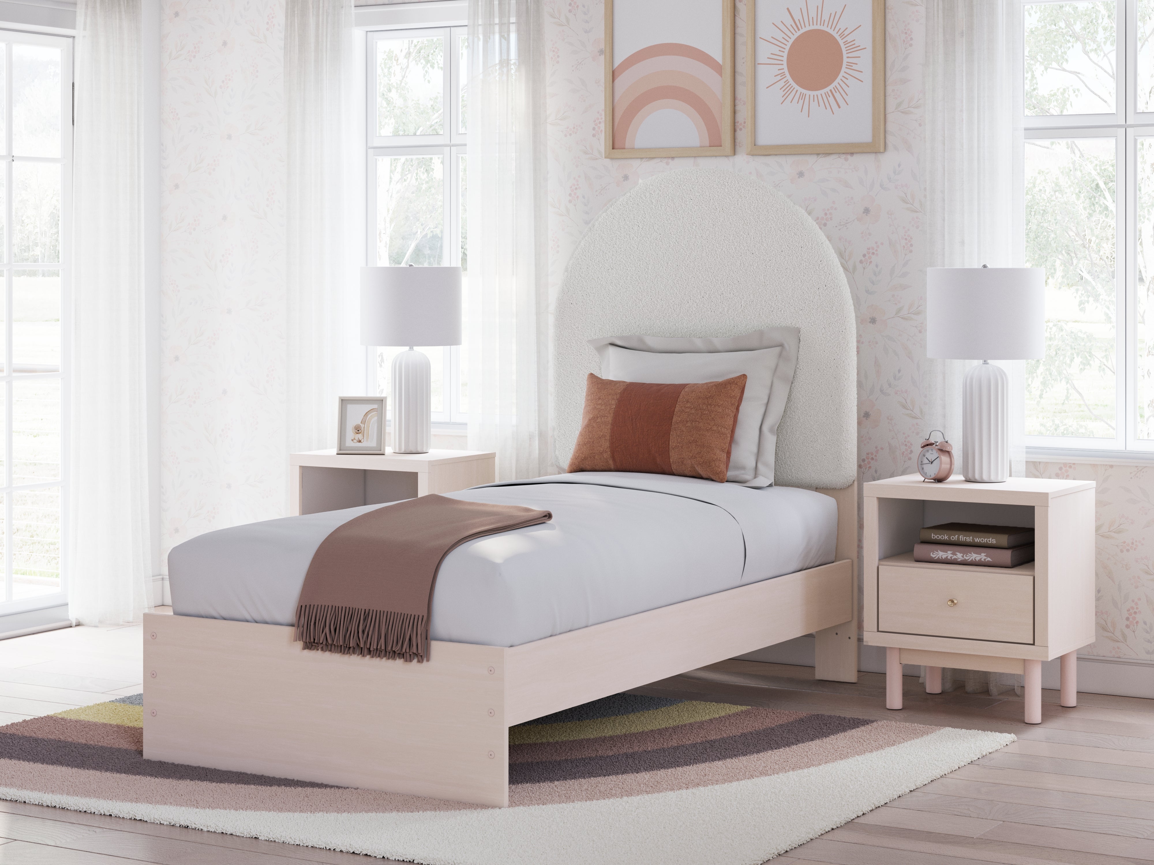 Leasing Furniture - Ashley Furniture - Wistenpine Bedroom - Twin Upholstered Panel Bed / Blush - B1323B8