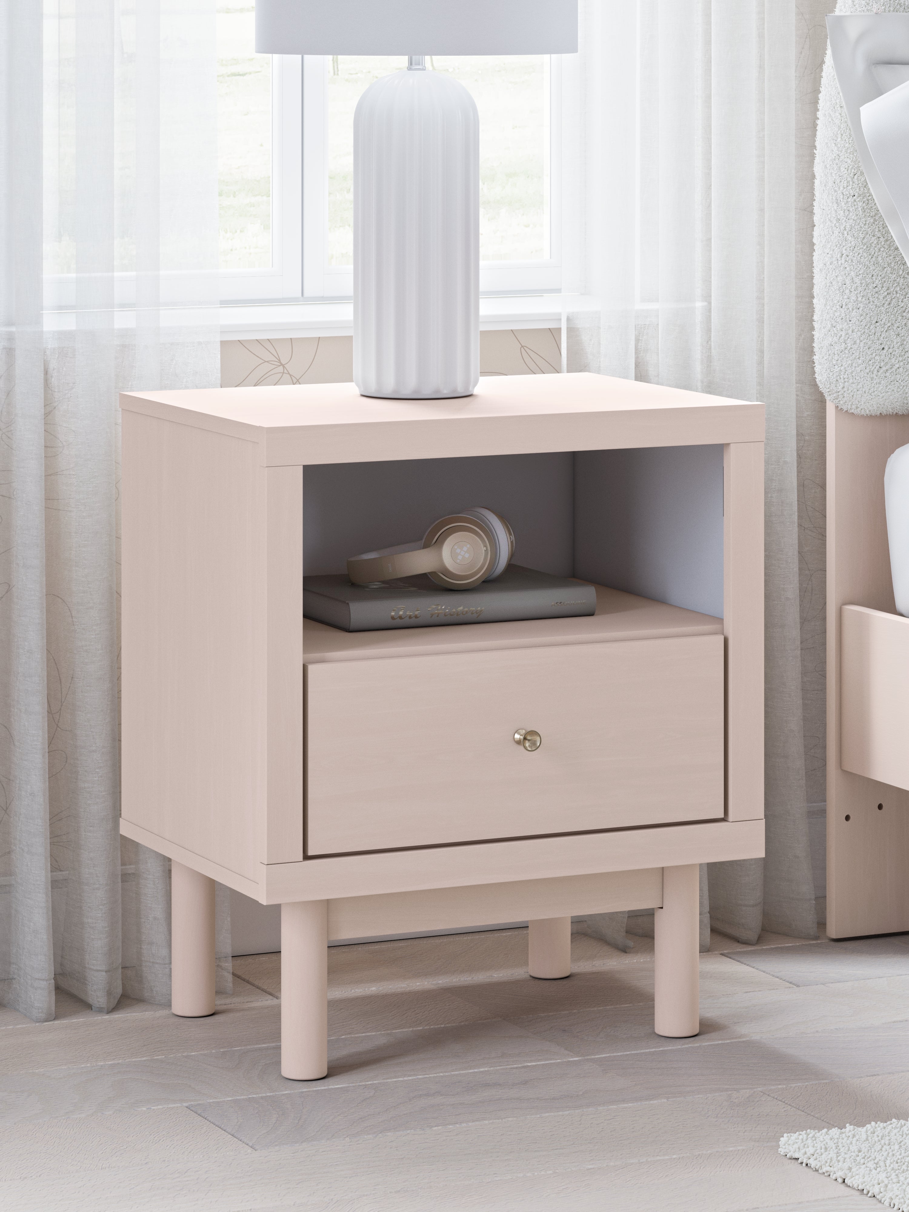 Leasing Furniture - Ashley Furniture - Wistenpine Bedroom - One Drawer Night Stand / Blush - B1323-91
