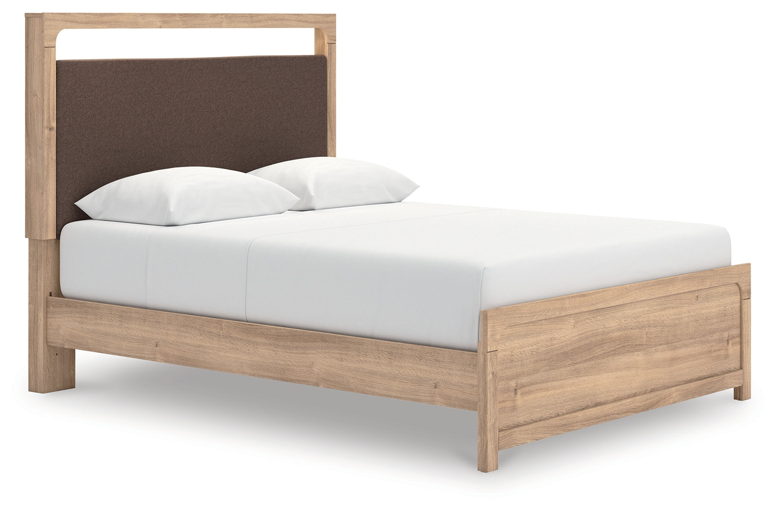 Leasing Furniture - Ashley Furniture - Kinlanni Bedroom - Queen Upholstered Platform Bed / Tan - PCB1360B10
