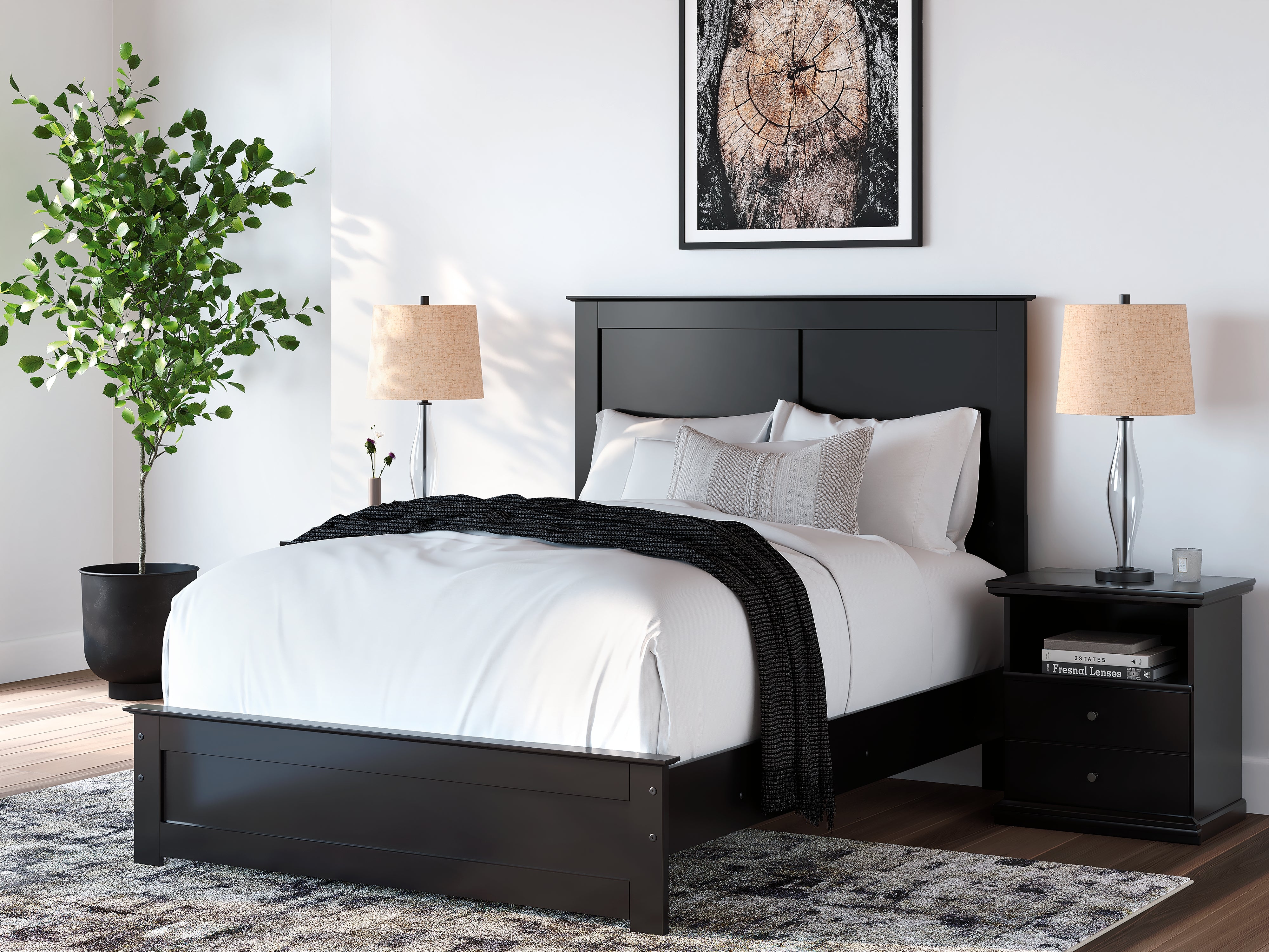 Leasing Furniture - Ashley Furniture - Maribel Bedroom - Full Panel Bed / Black - B138B52