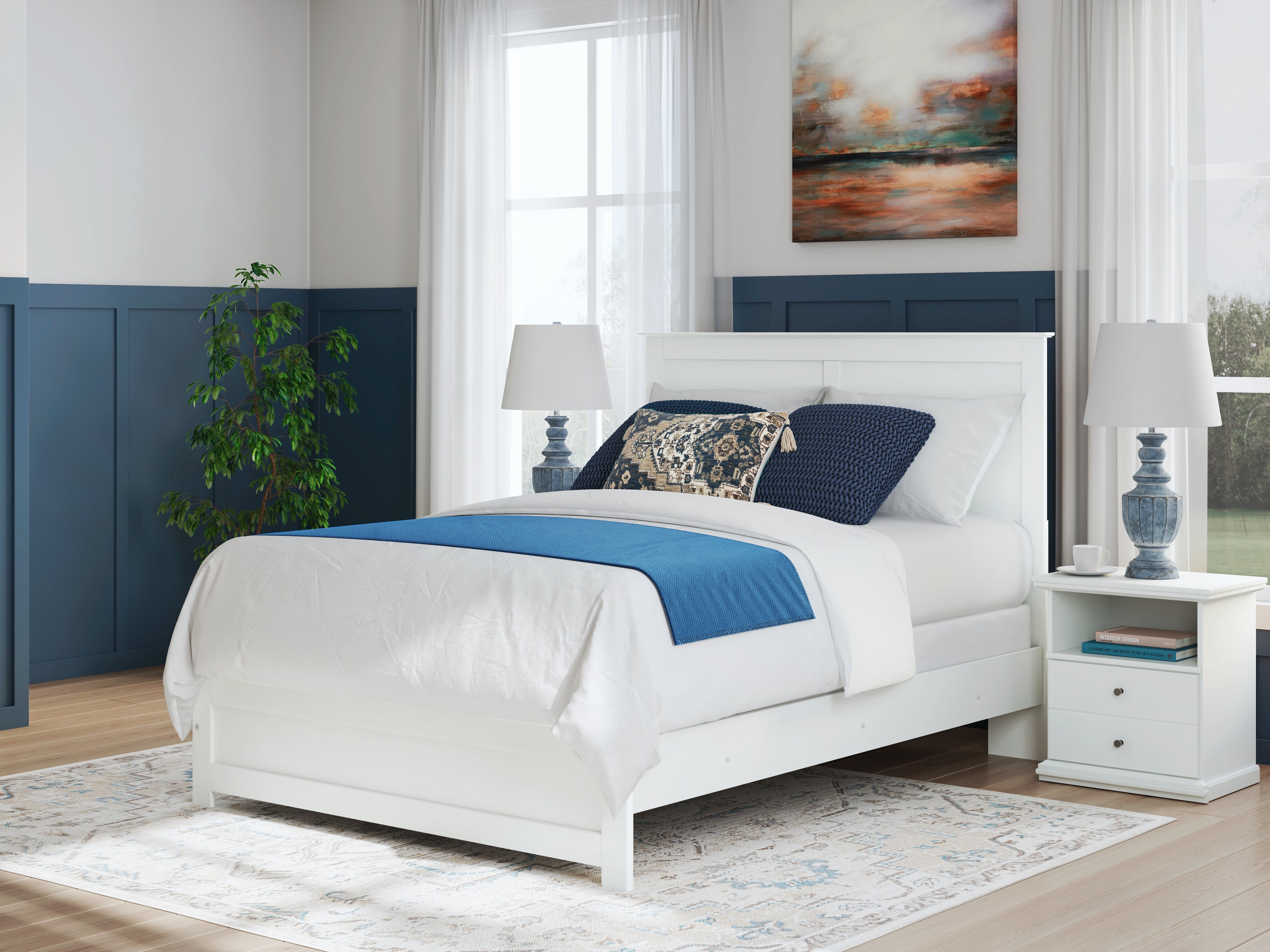 Leasing Furniture - Ashley Furniture - Bostwick Shoals Bedroom - Queen Panel Bed / White - B139B43