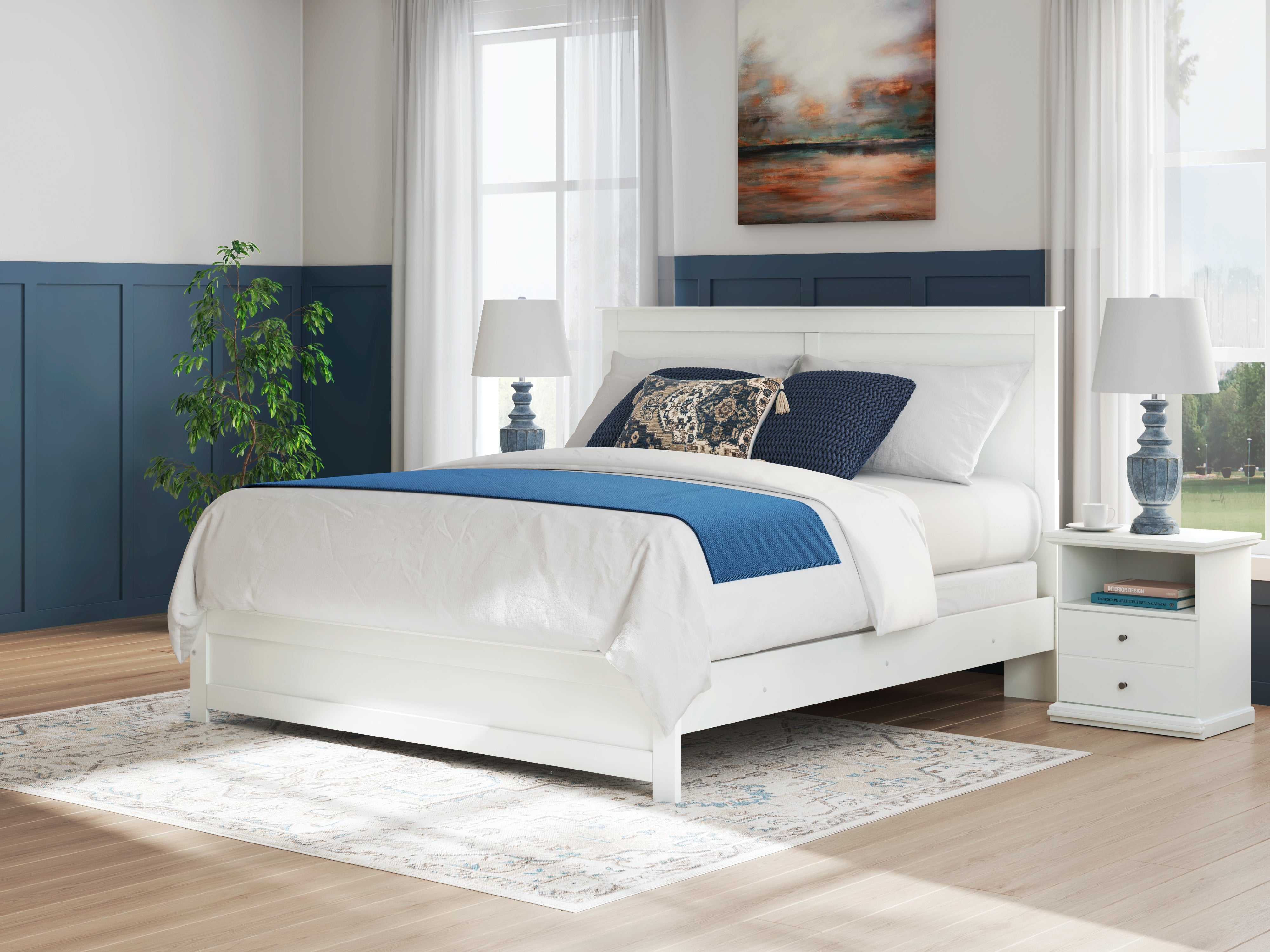Leasing Furniture - Ashley Furniture - Bostwick Shoals Bedroom - King Panel Bed / White - B139B47