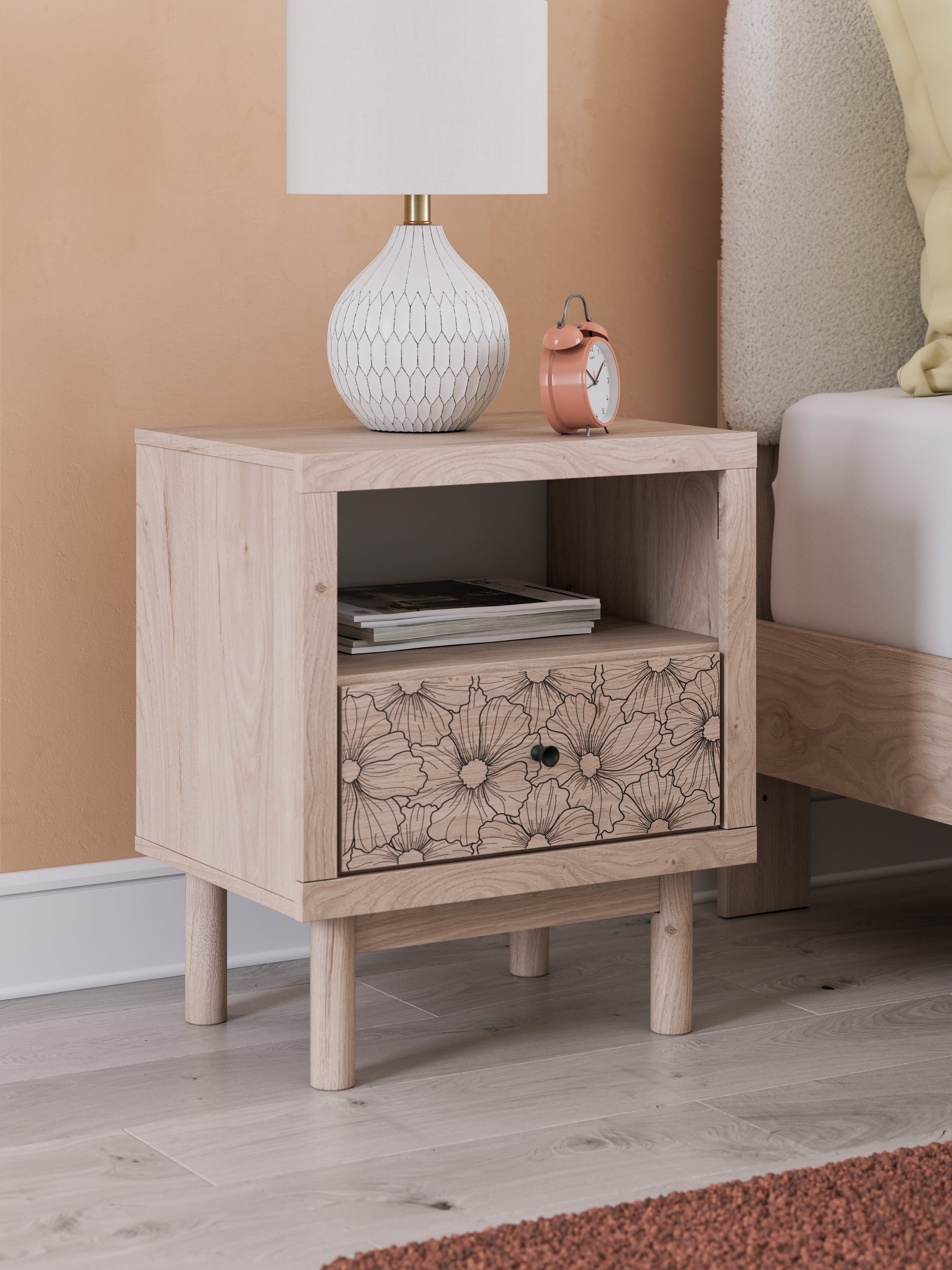 Leasing Furniture - Ashley Furniture - Arloster Bedroom - One Drawer Night Stand / Tan - PCB1566-91