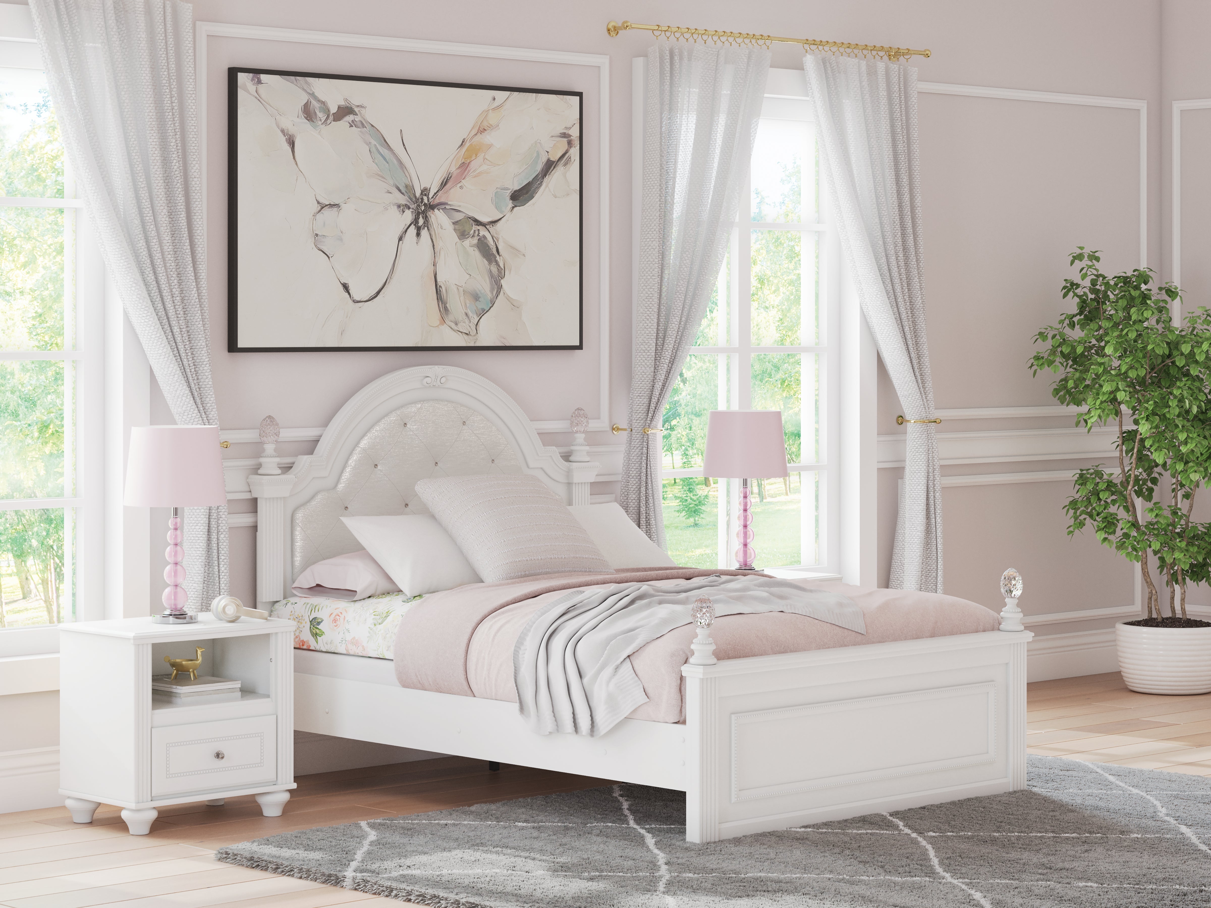 Leasing Furniture - Ashley Furniture - Kozlani Bedroom - Full Upholstered Panel Bed / White - PCB1819B6