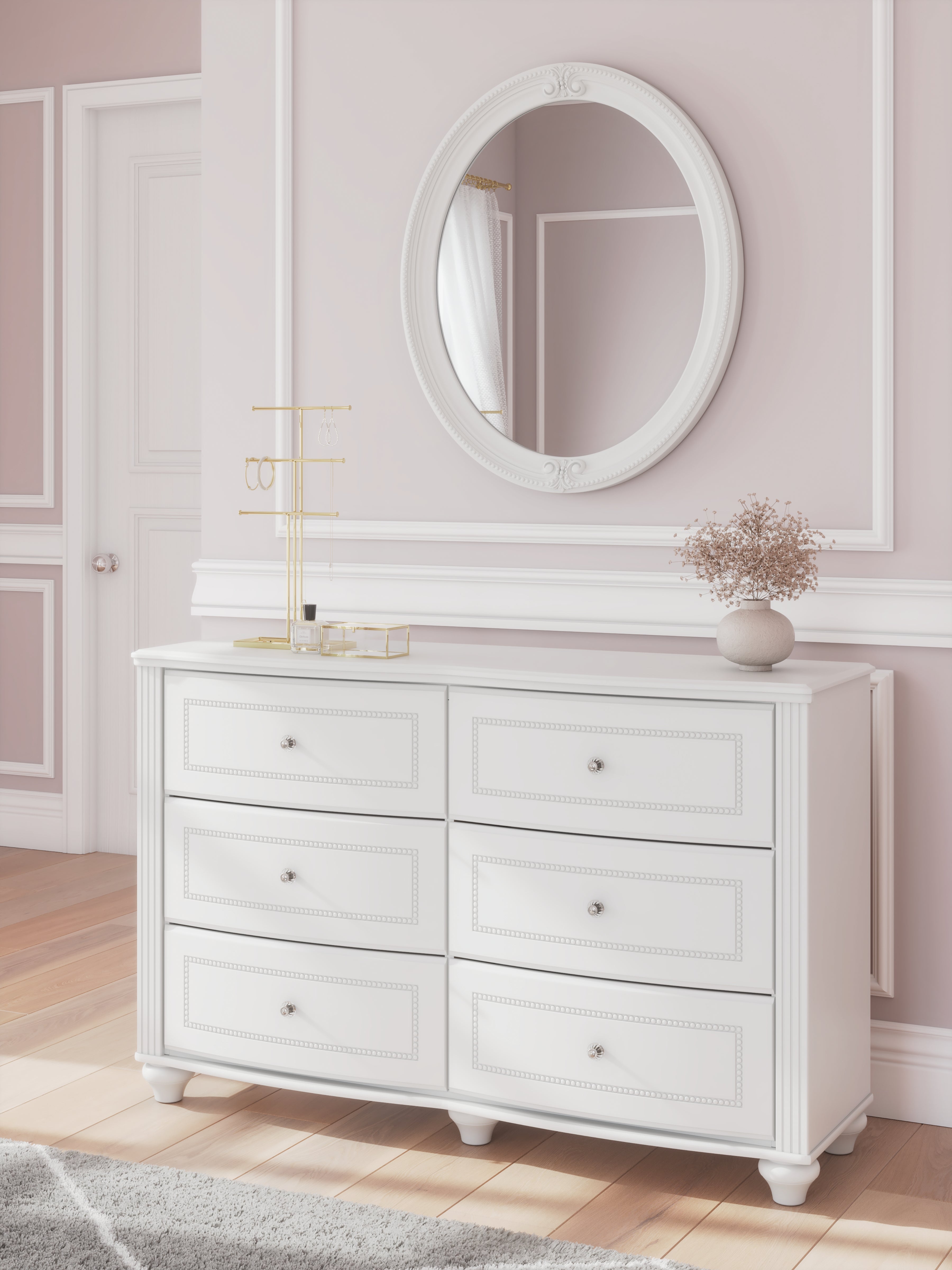 Leasing Furniture - Ashley Furniture - Kozlani Bedroom - Dresser and Mirror / White - PCB1819B2