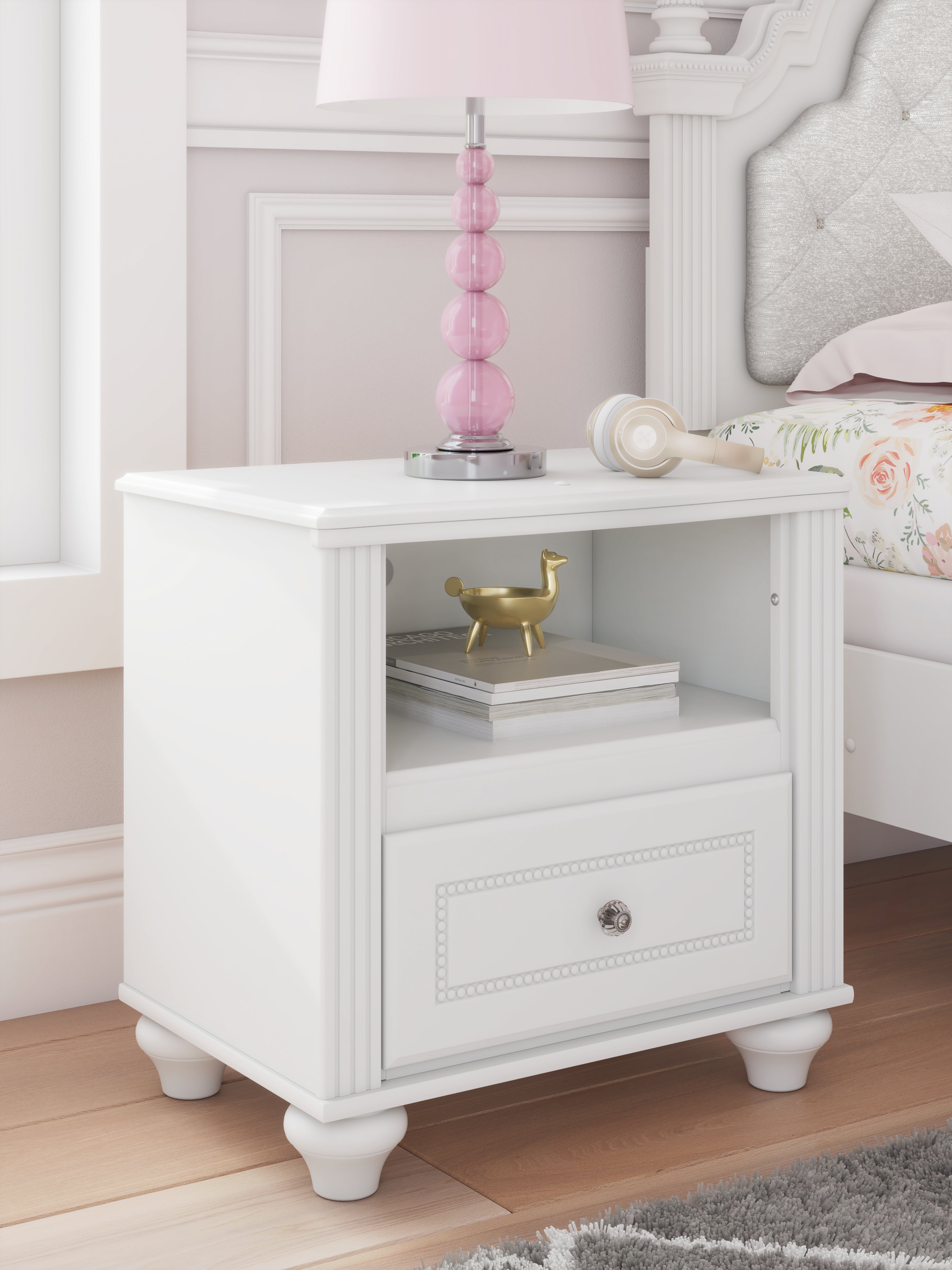 Leasing Furniture - Ashley Furniture - Kozlani Bedroom - One Drawer Night Stand / White - PCB1819-91
