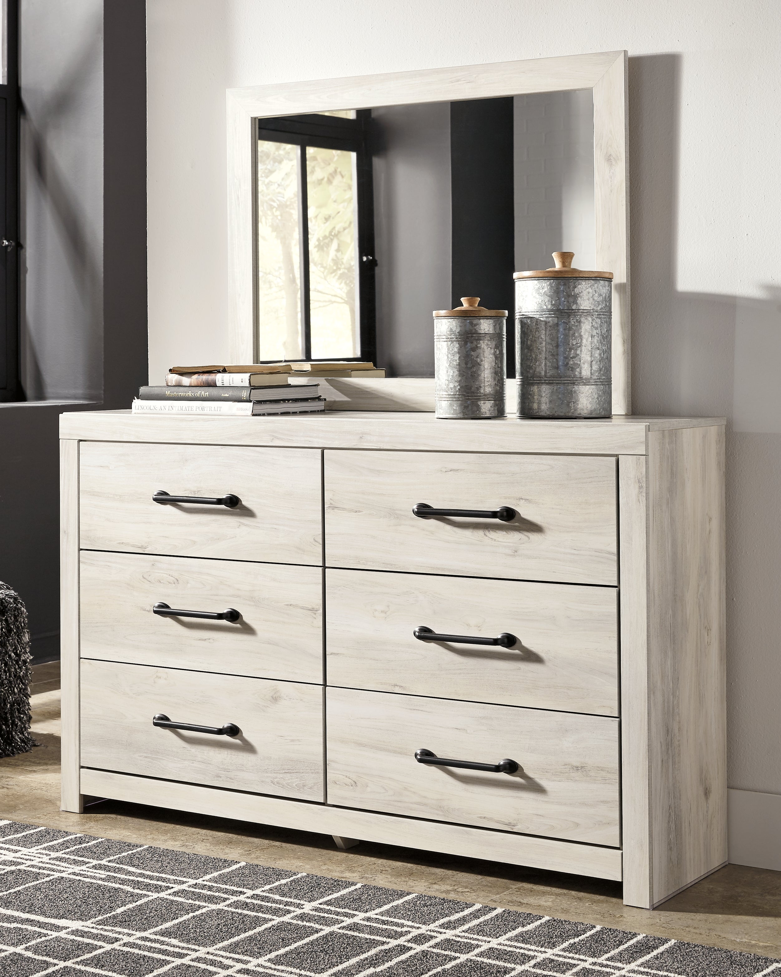 Leasing Furniture - Ashley Furniture - Cambeck Bedroom - Dresser and Mirror / Whitewash - B192B1