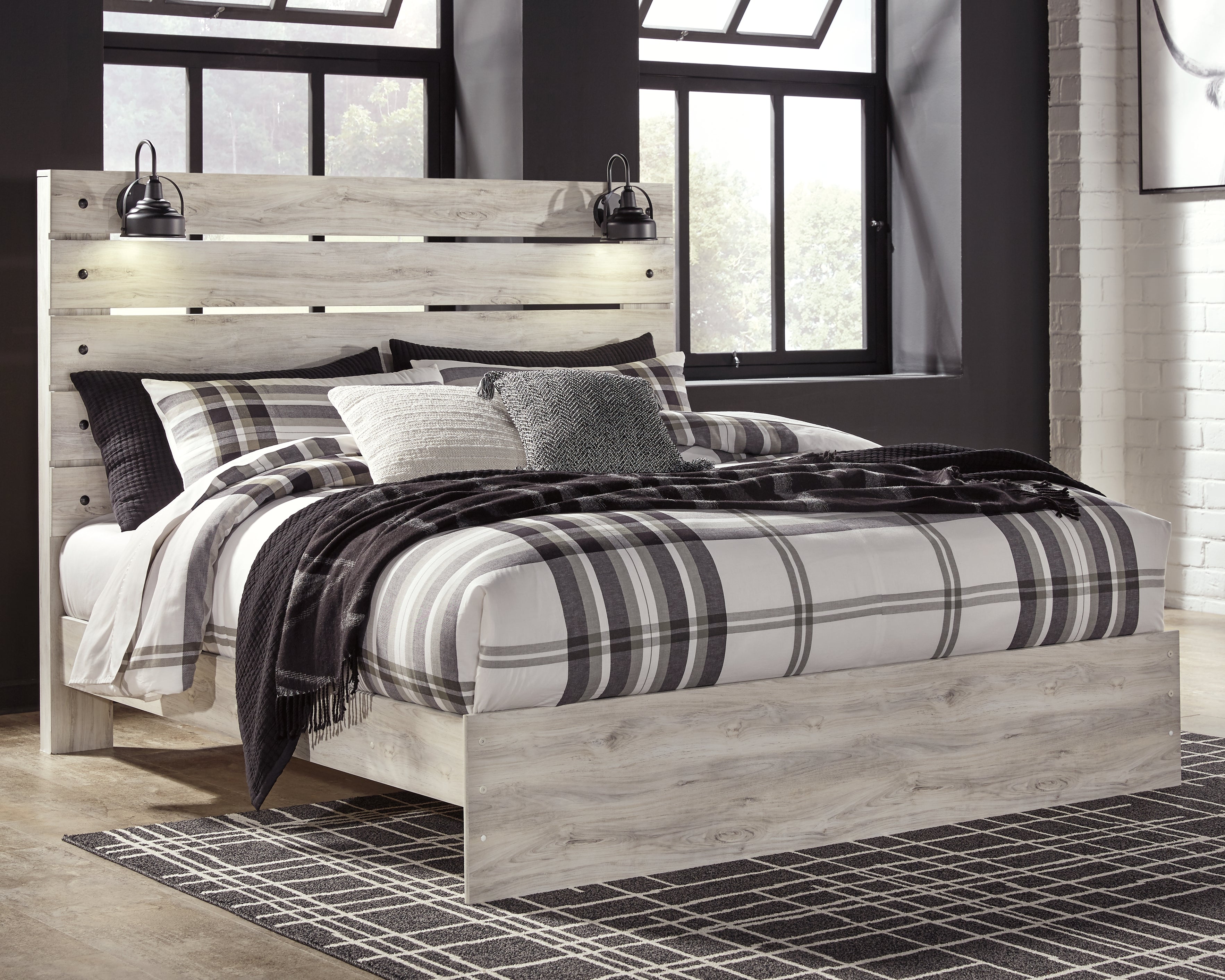 Leasing Furniture - Ashley Furniture - Cambeck Bedroom - King Panel Bed / Whitewash - B192B28