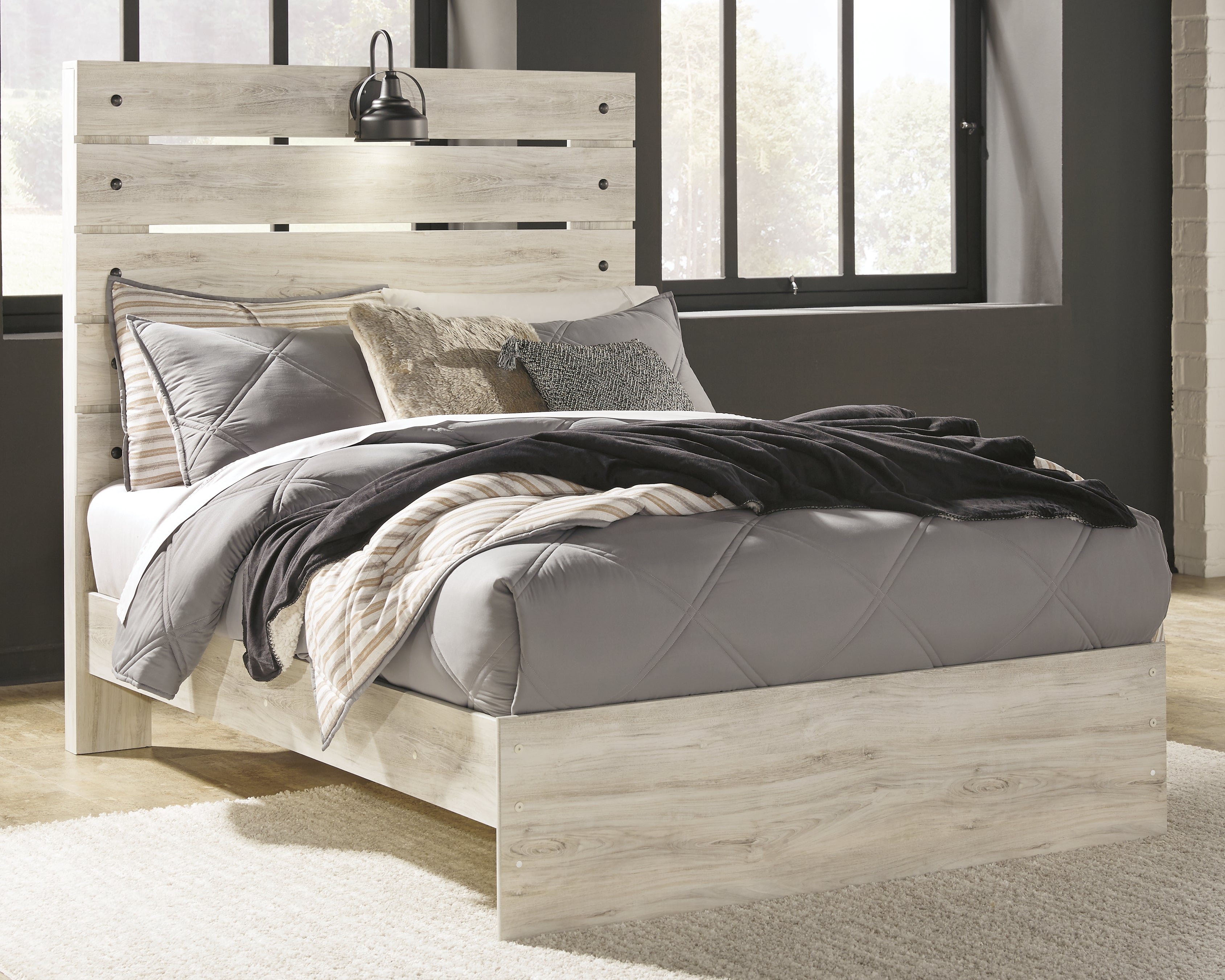 Leasing Furniture - Ashley Furniture - Cambeck Bedroom - Full Panel Bed / Whitewash - B192B3