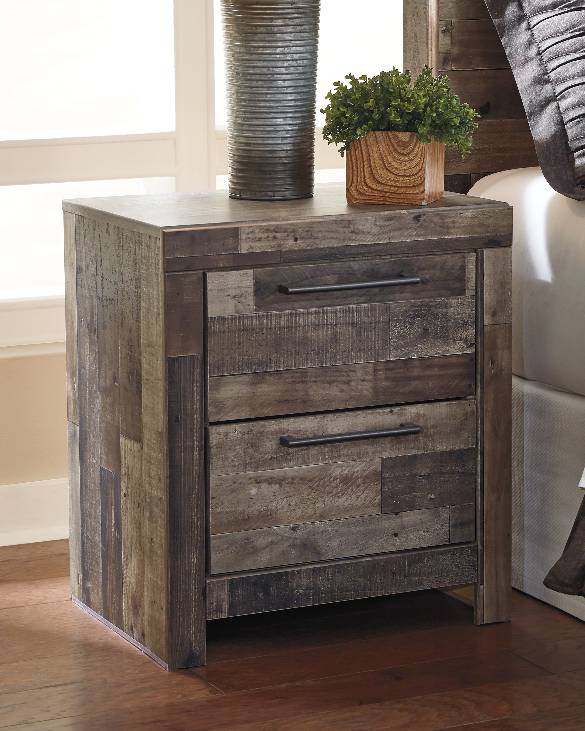 Leasing Furniture - Ashley Furniture - Derekson Bedroom - Two Drawer Night Stand / Multi Gray - B200-92