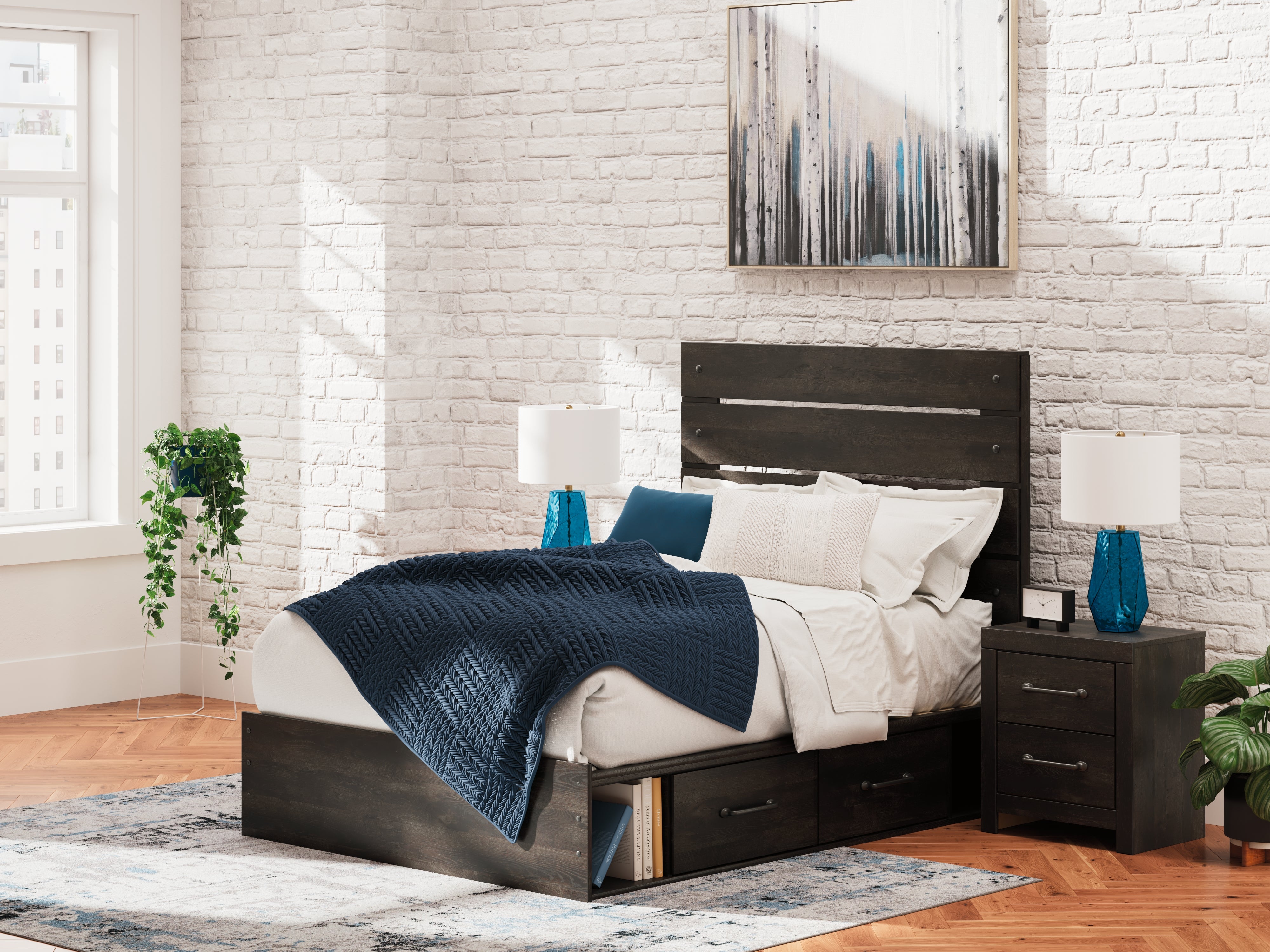 Leasing Furniture - Ashley Furniture - Hollivern Bedroom - Full Panel Storage Bed / Dark Gray - PCB2108B15