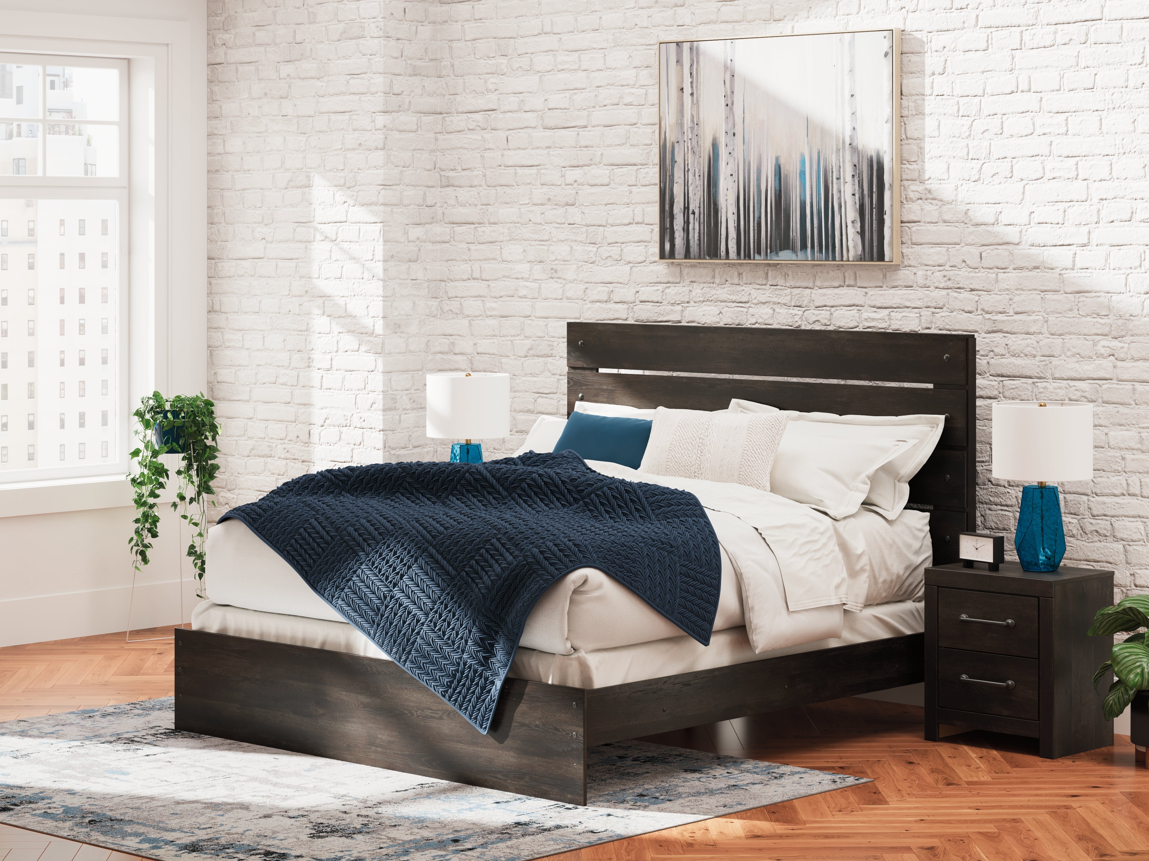 Leasing Furniture - Ashley Furniture - Hollivern Bedroom - King Panel Bed / Dark Gray - PCB2108B8