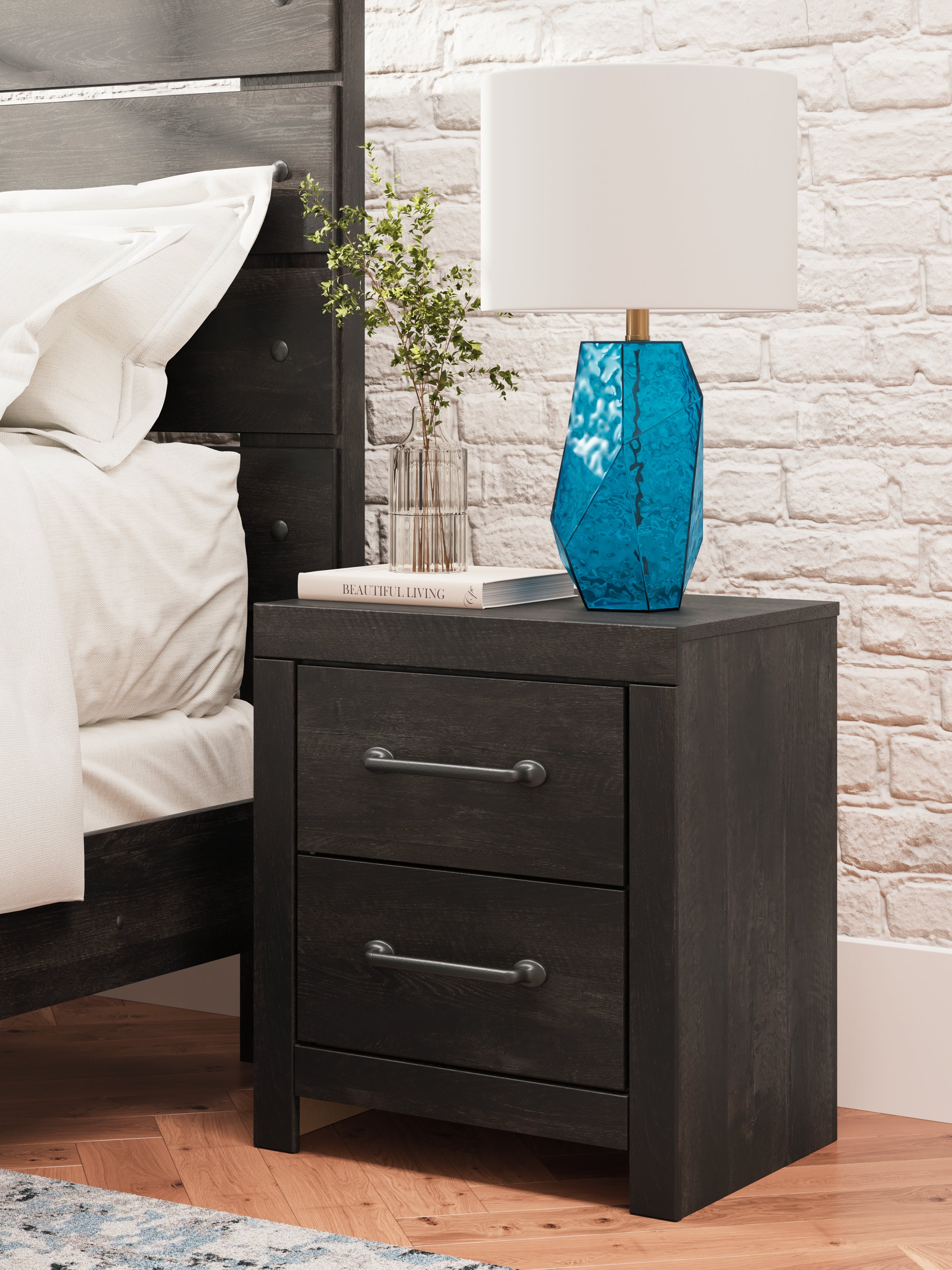 Leasing Furniture - Ashley Furniture - Hollivern Bedroom - Two Drawer Night Stand / Dark Gray - PCB2108-92