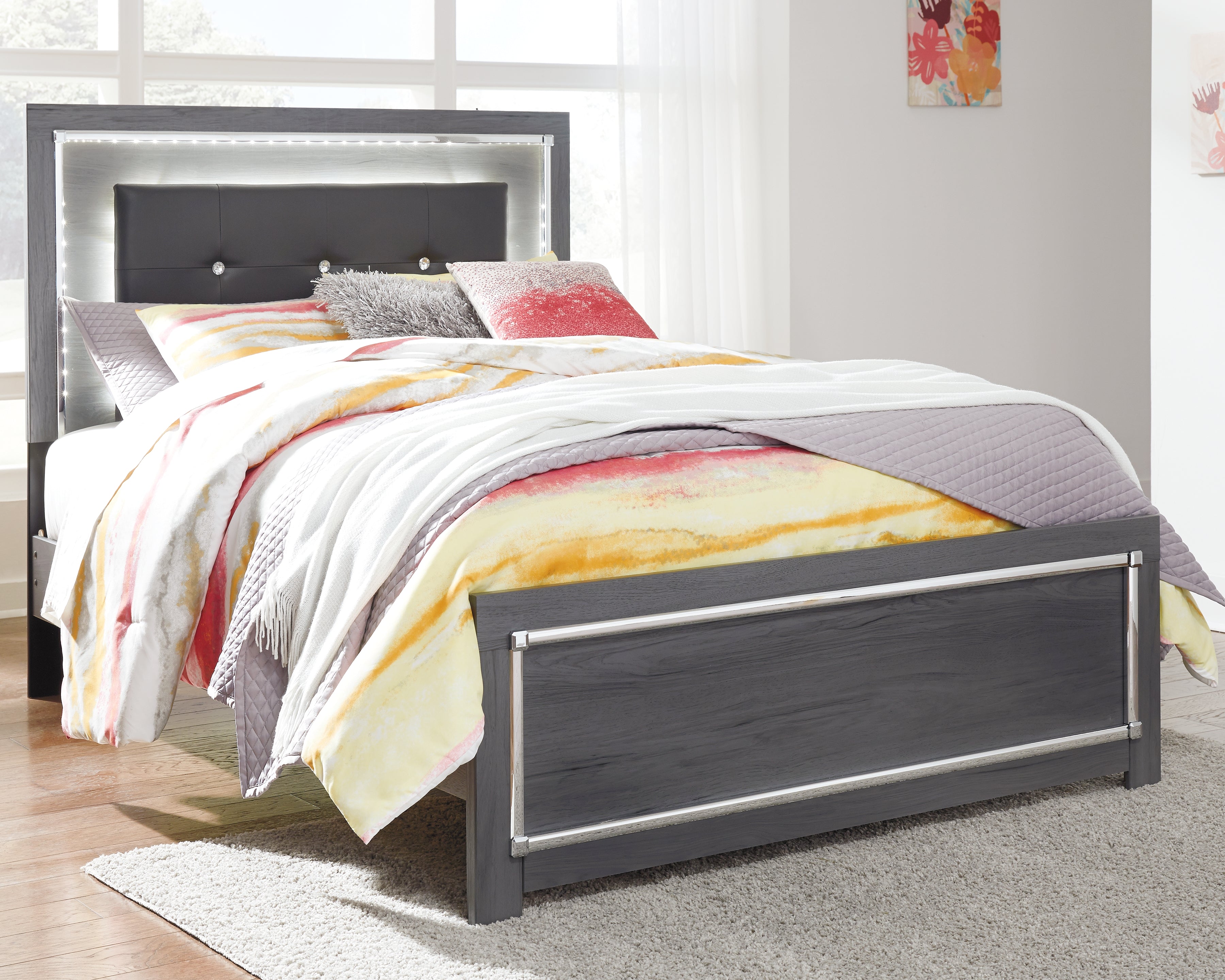 Leasing Furniture - Ashley Furniture - Lodanna Bedroom - Full Panel Bed / Gray - B214B4