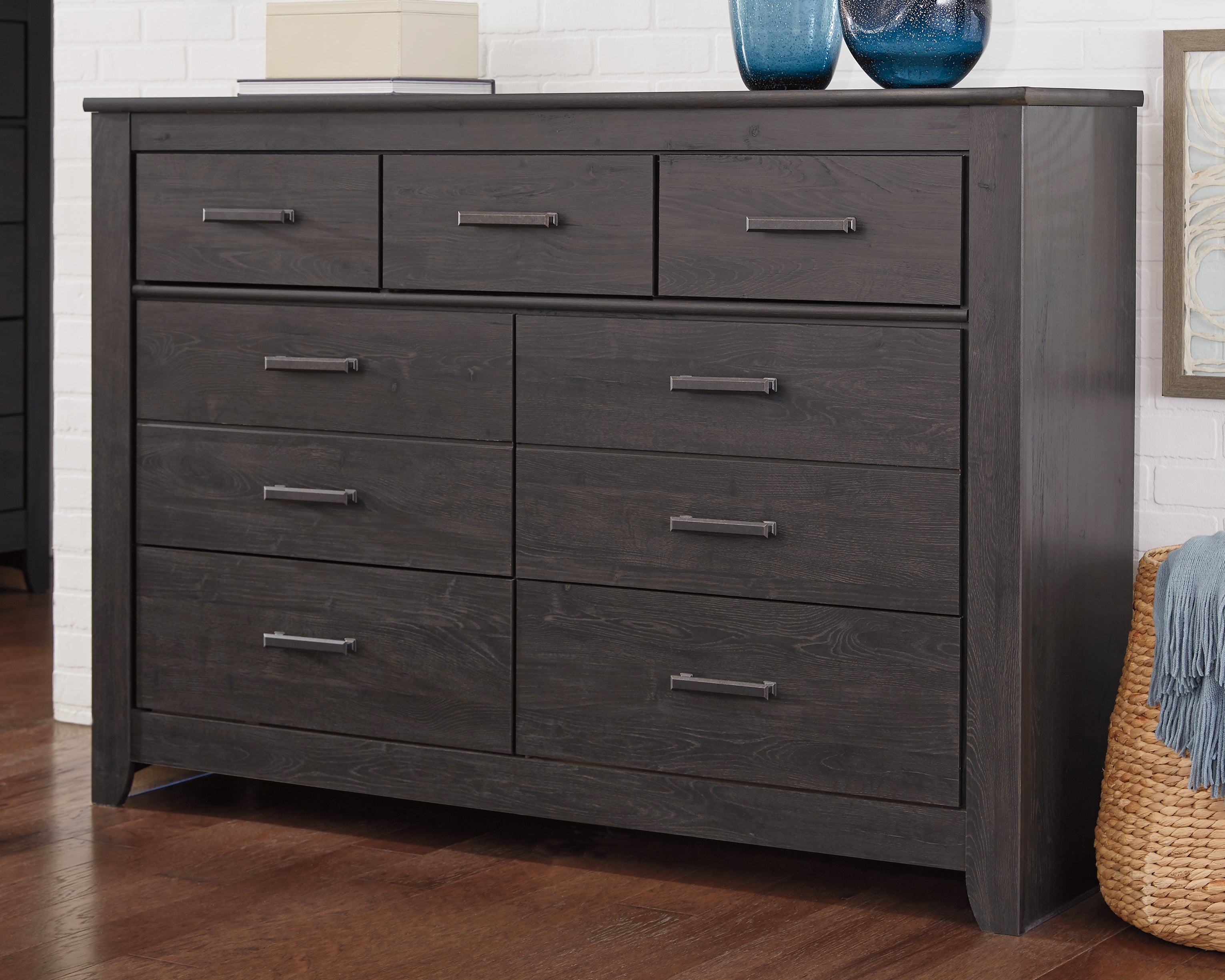 Leasing Furniture - Ashley Furniture - Brinxton Bedroom - Seven Drawer Dresser / Charcoal - B249-31