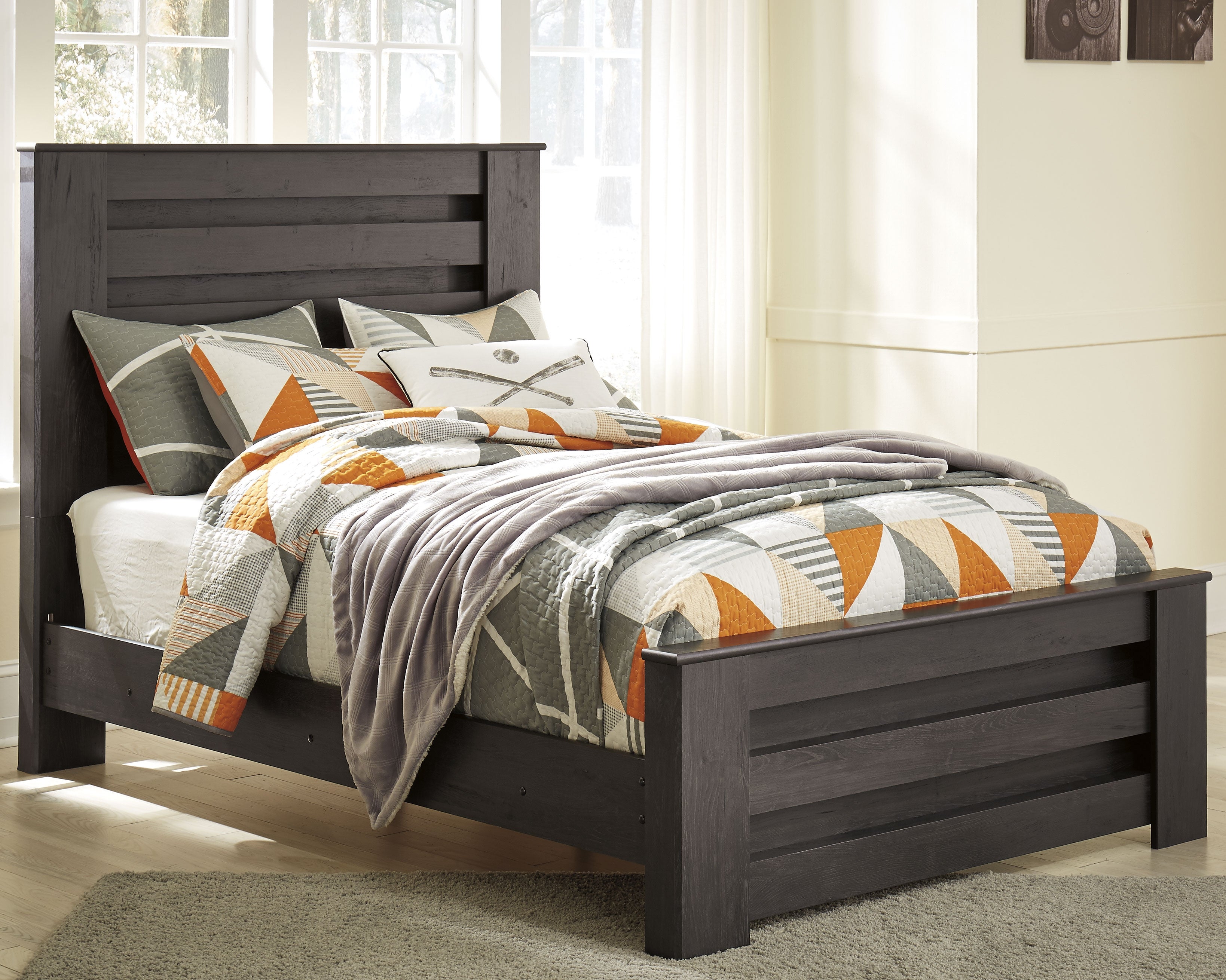 Leasing Furniture - Ashley Furniture - Brinxton Bedroom - Full Panel Bed / Charcoal - B249B5
