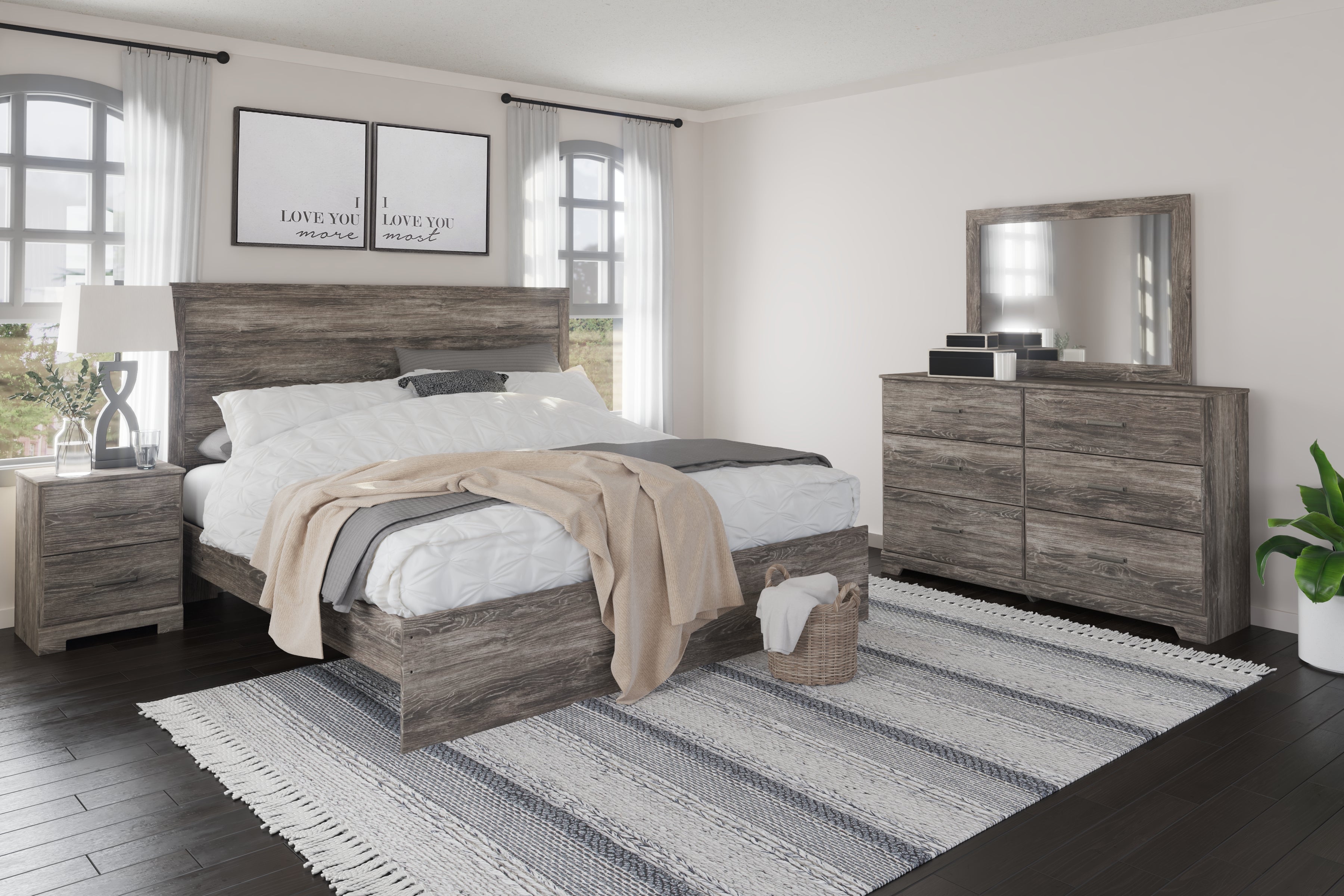 Leasing Furniture - Ashley Furniture - Ralinksi Bedroom - Dresser and Mirror / Gray - B2587B1