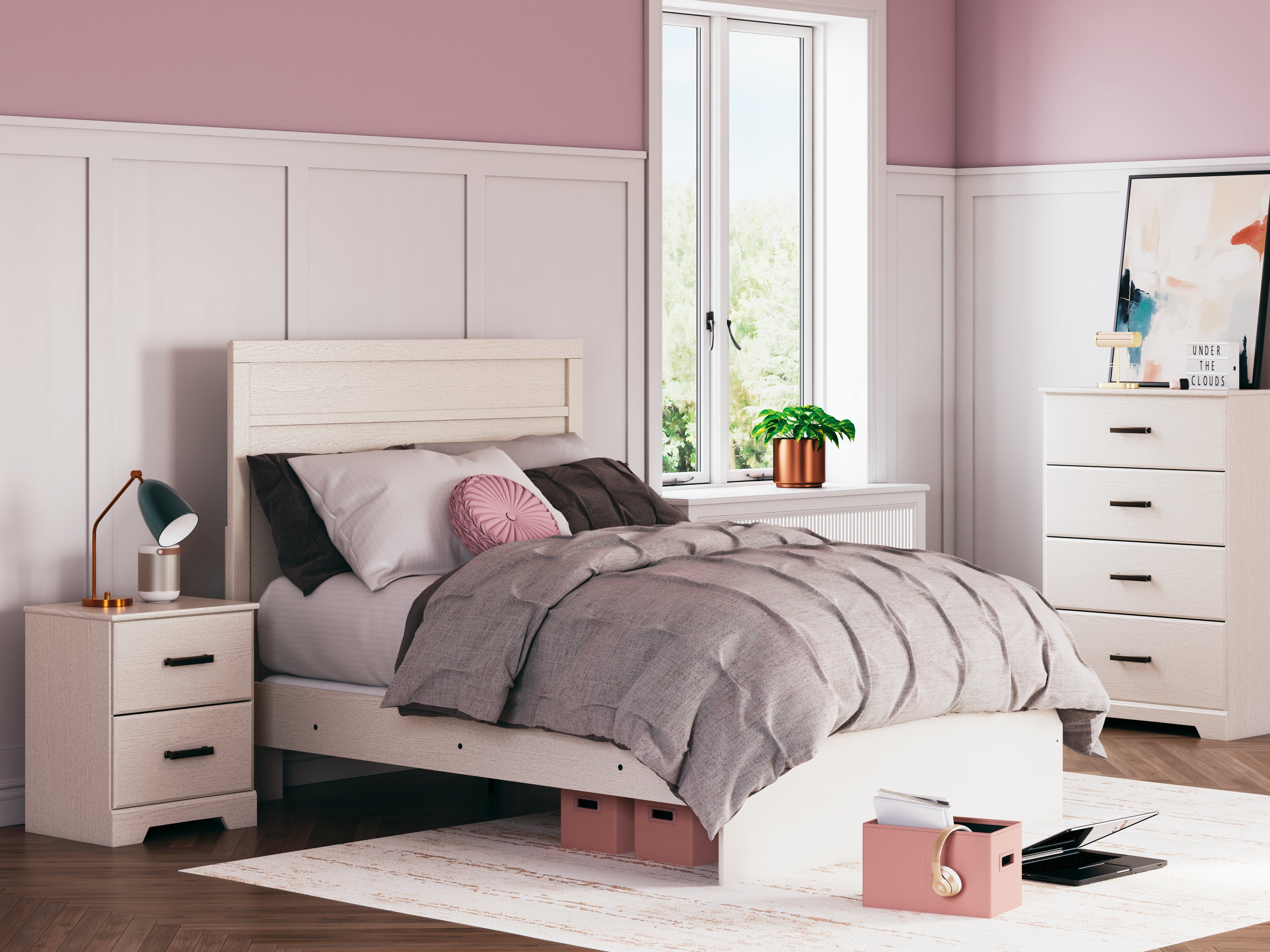 Leasing Furniture - Ashley Furniture - Stelsie Bedroom - Full Panel Bed / White - B2588B4