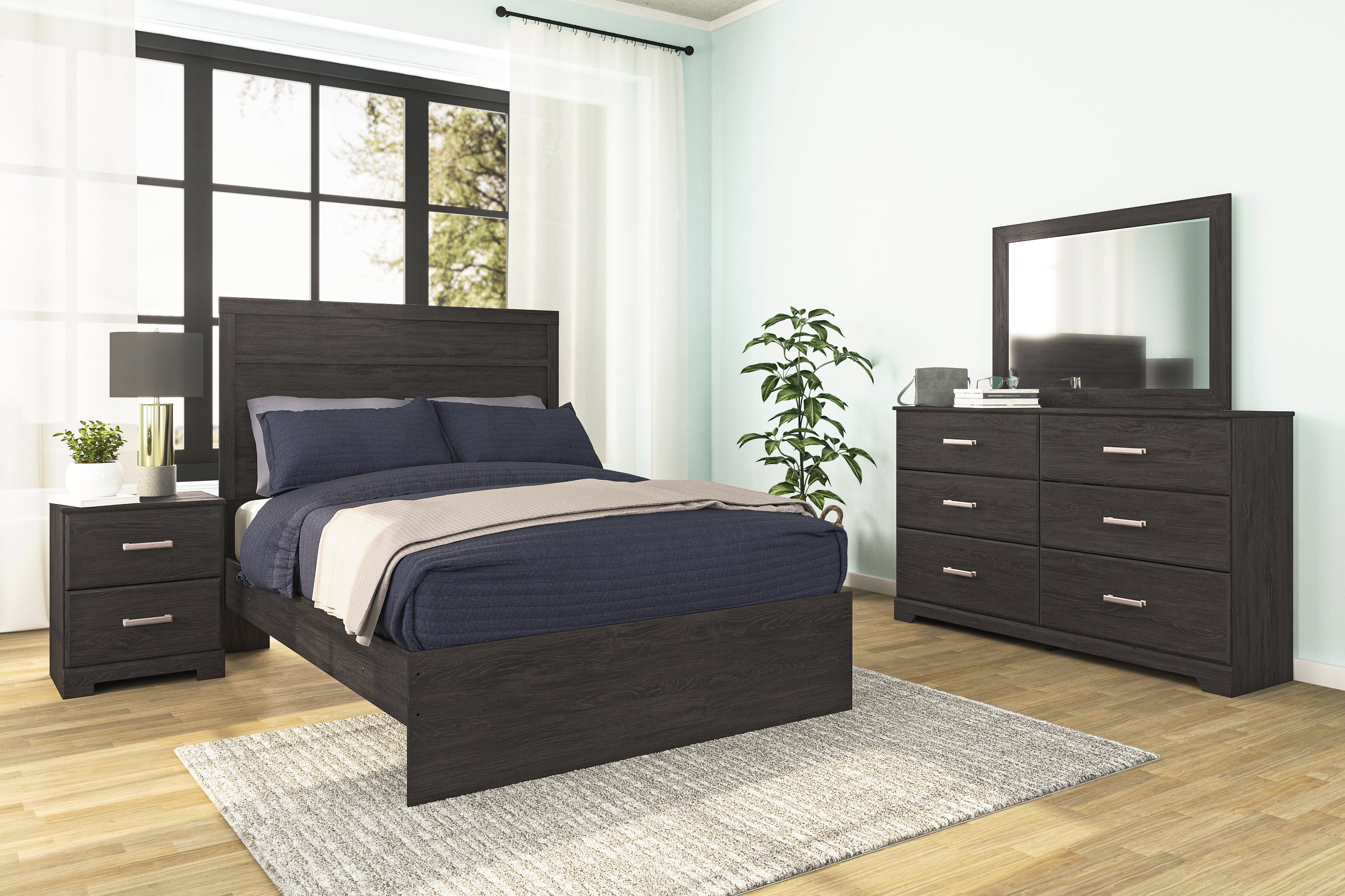 Leasing Furniture - Ashley Furniture - Belachime Bedroom - Dresser and Mirror / Charcoal - B2589B1