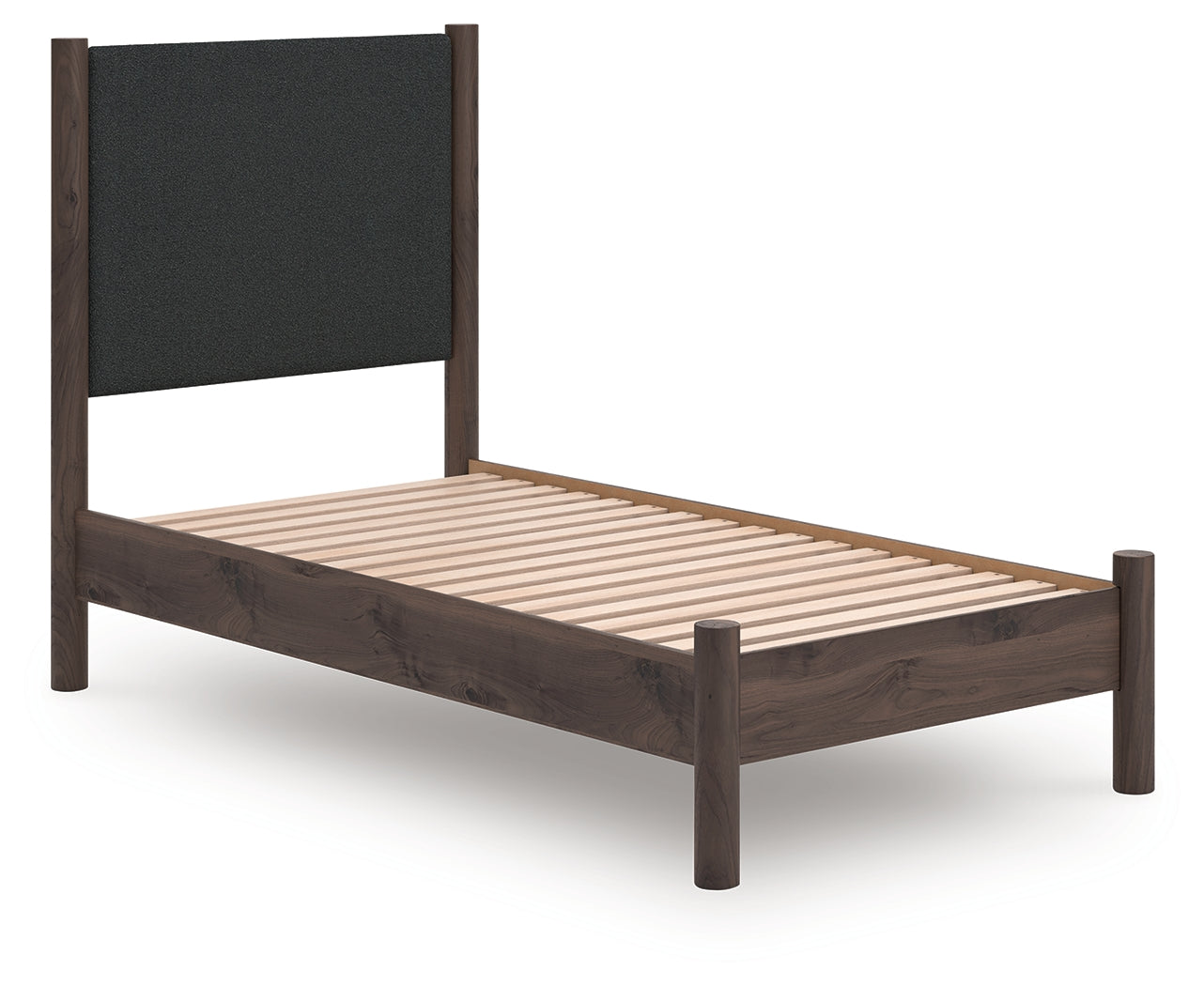 Leasing Furniture - Ashley Furniture - Pamytta Bedroom - Twin Upholstered Panel Platform Bed / Brown - PCB2614B8