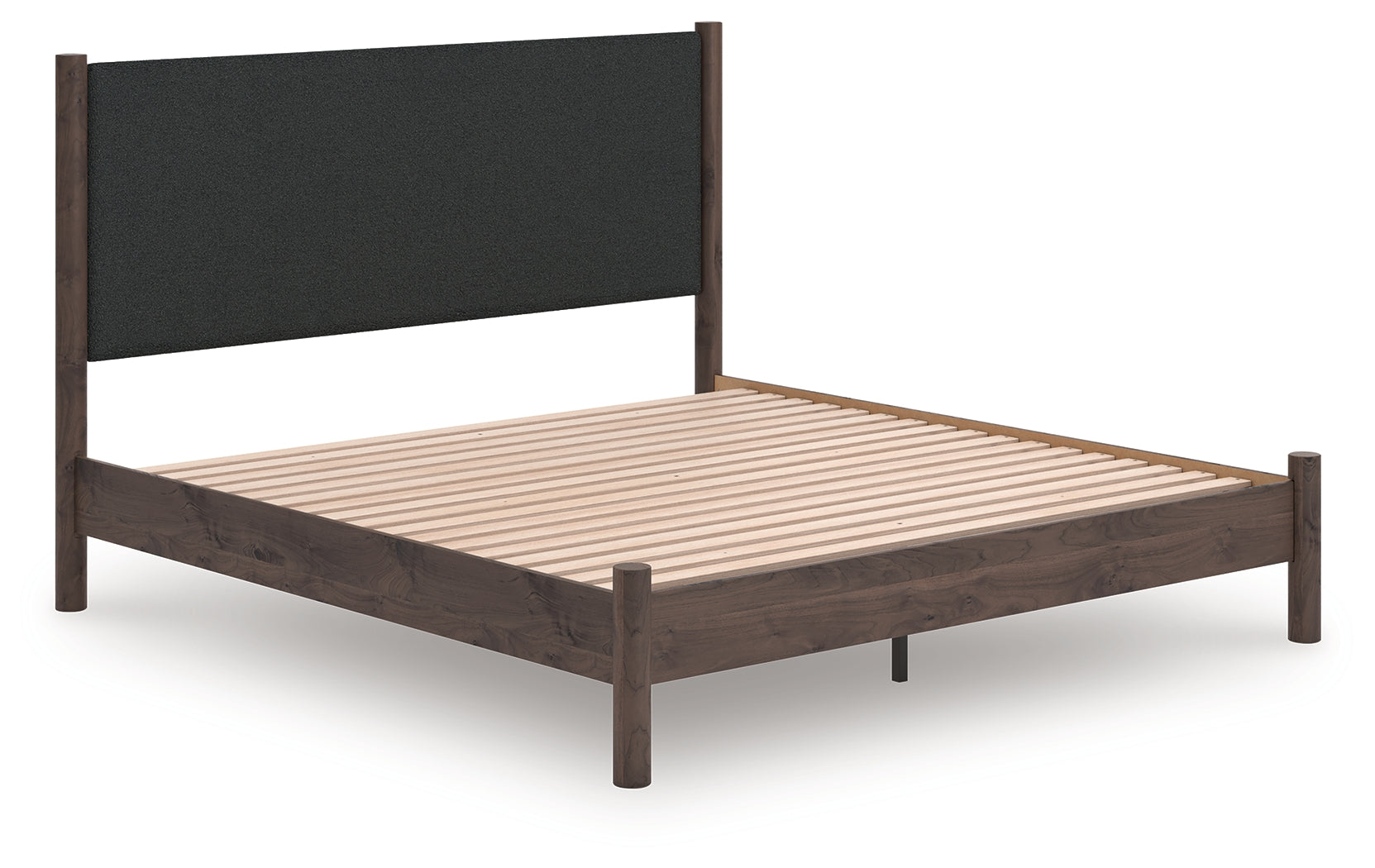 Leasing Furniture - Ashley Furniture - Pamytta Bedroom - King Upholstered Panel Platform Bed / Brown - PCB2614B28