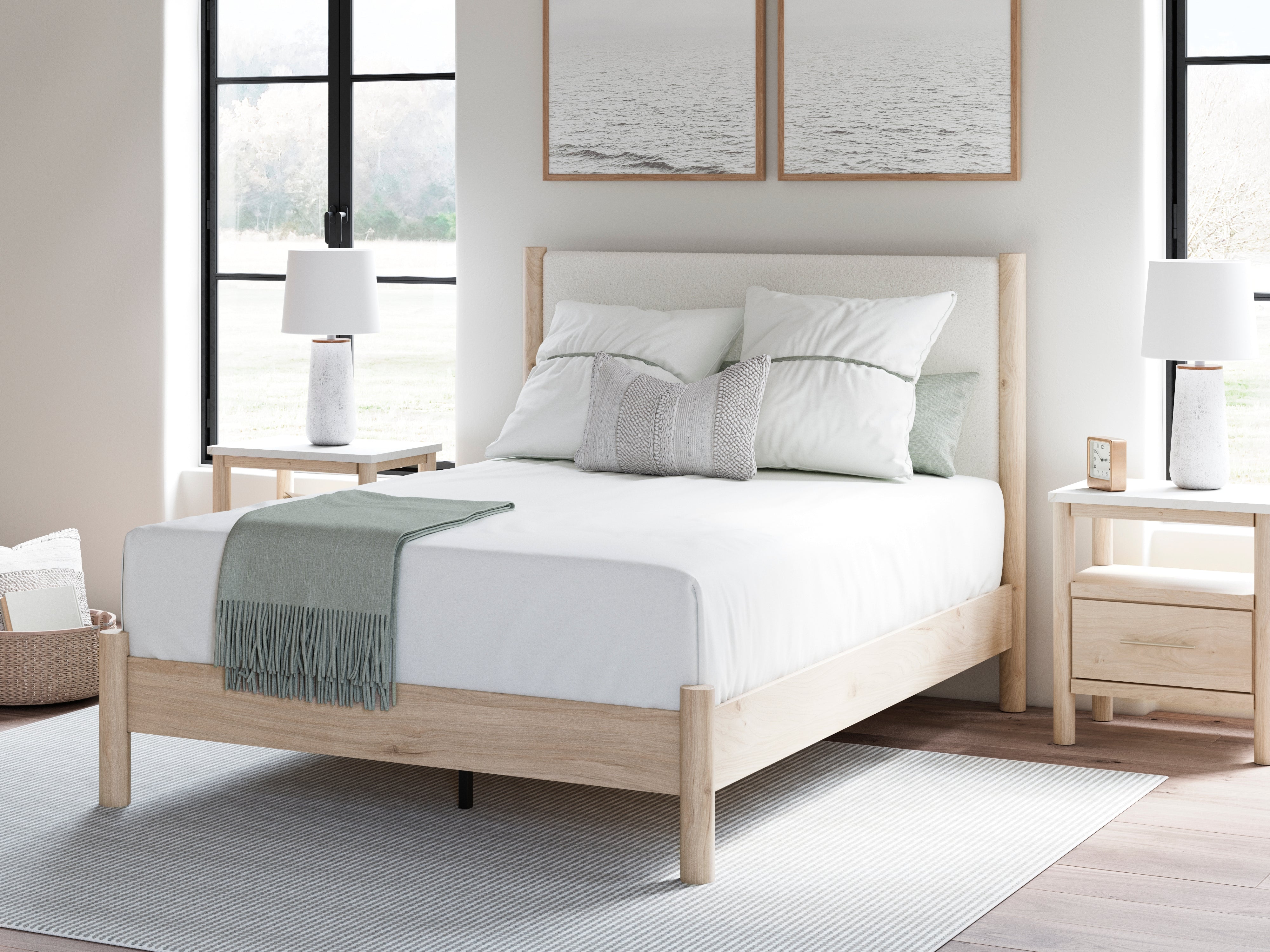 Leasing Furniture - Ashley Furniture - Cadmori Bedroom - Queen Upholstered Panel Bed / Two-tone - B2615B4