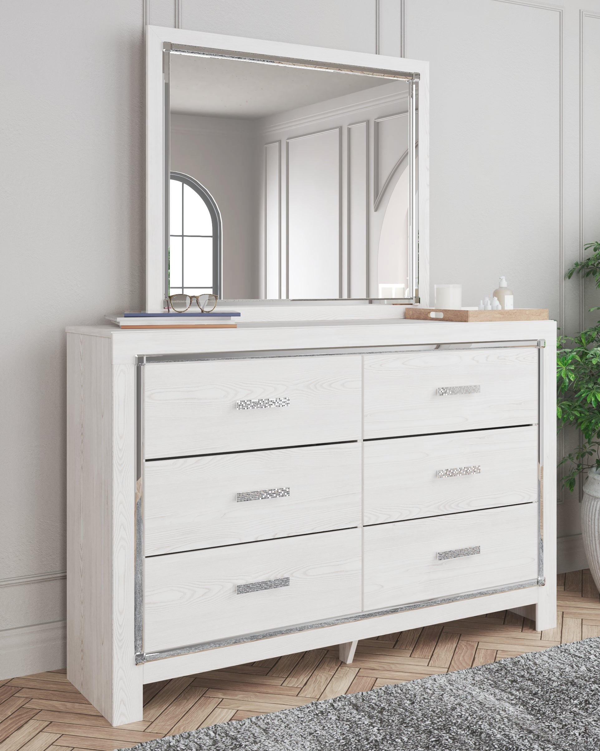 Leasing Furniture - Ashley Furniture - Altyra Bedroom - Dresser and Mirror / White - B2640B1