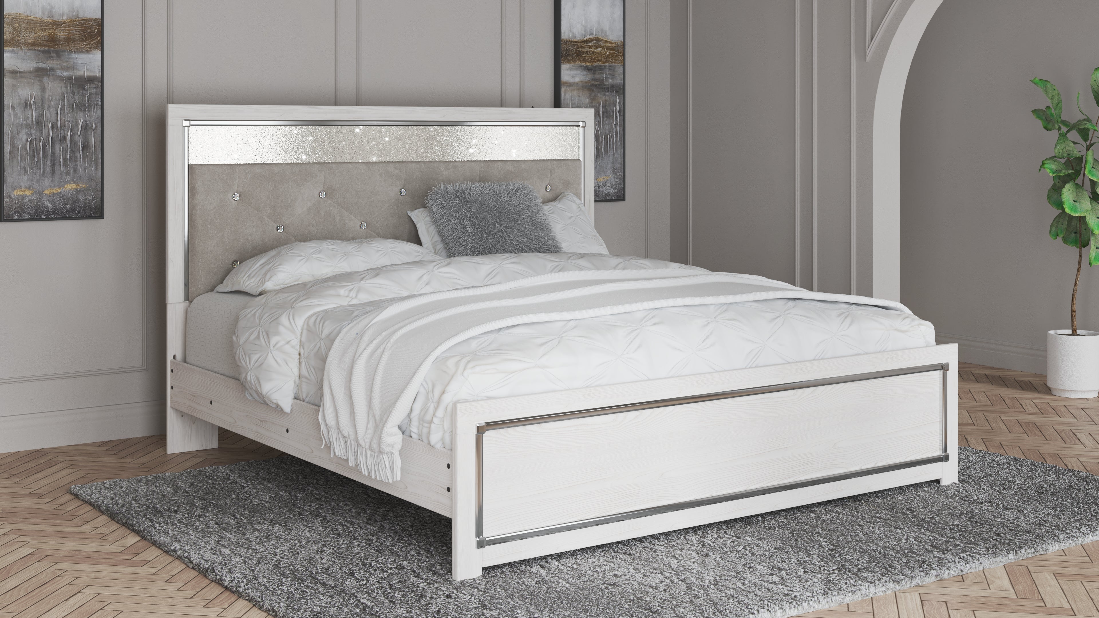 Leasing Furniture - Ashley Furniture - Altyra Bedroom - King Panel Bed / White - B2640B3