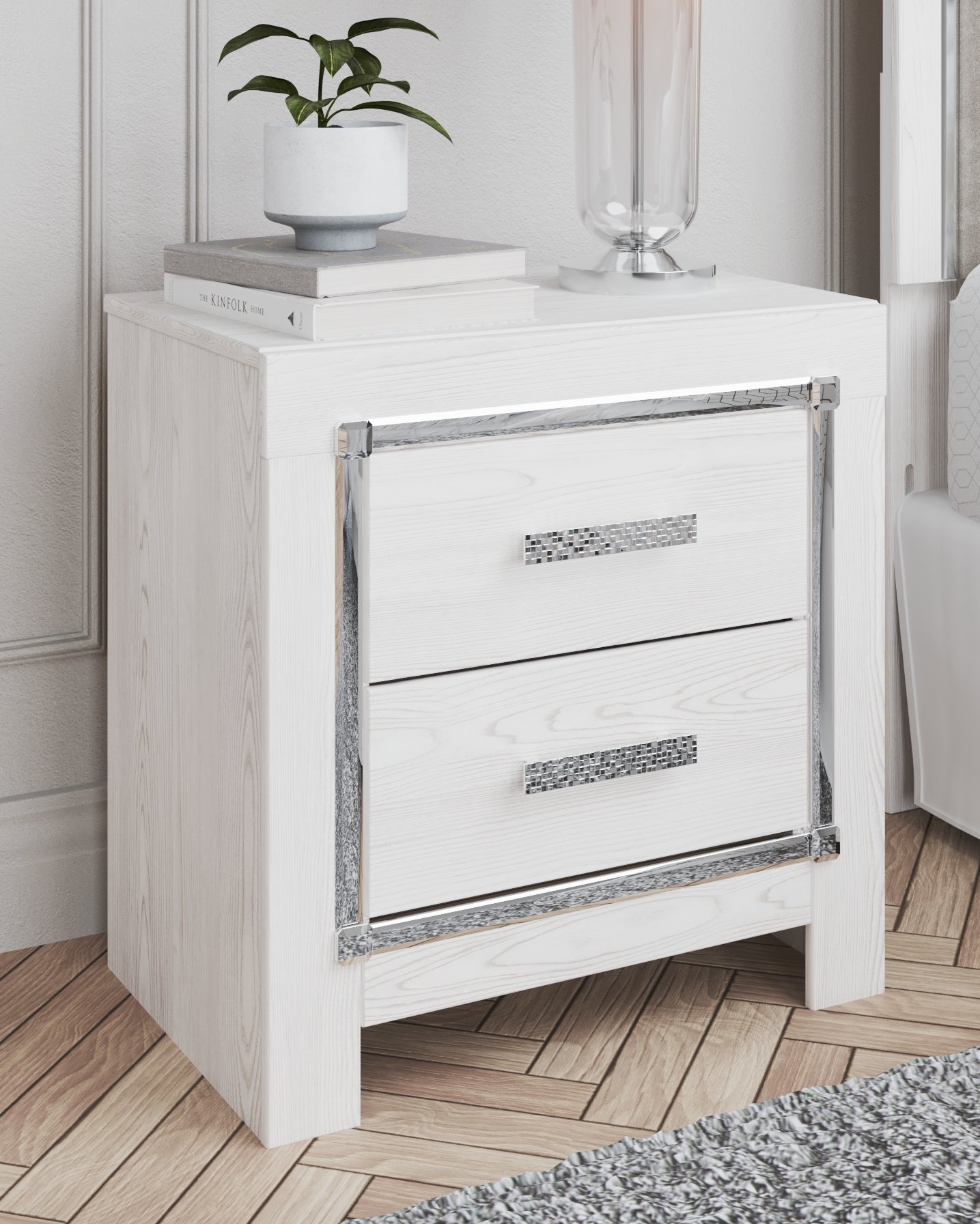 Leasing Furniture - Ashley Furniture - Altyra Bedroom - Two Drawer Night Stand / White - B2640-92