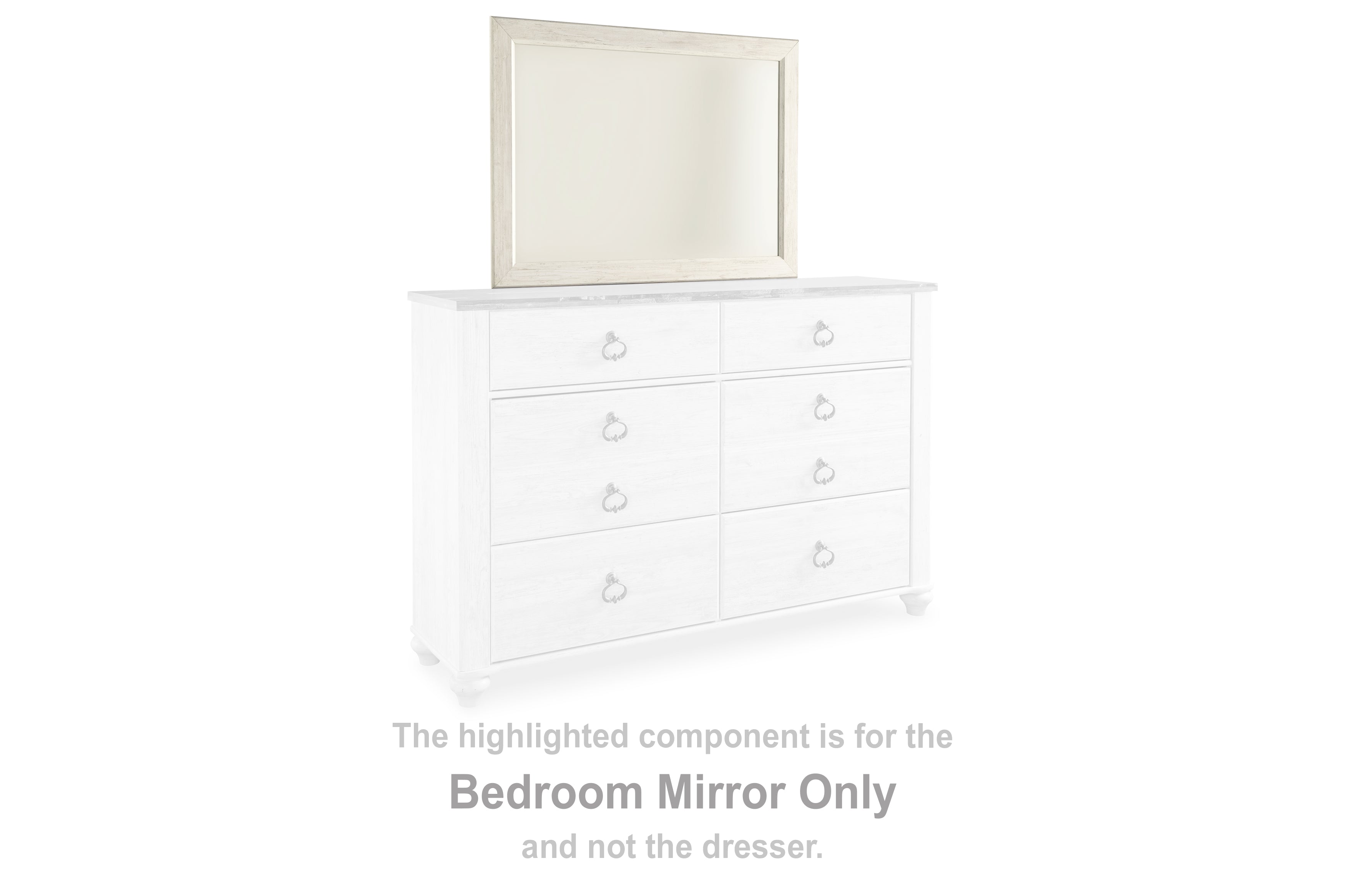 Leasing Furniture - Ashley Furniture - Willowton Bedroom - Bedroom Mirror / Whitewash - B267-36