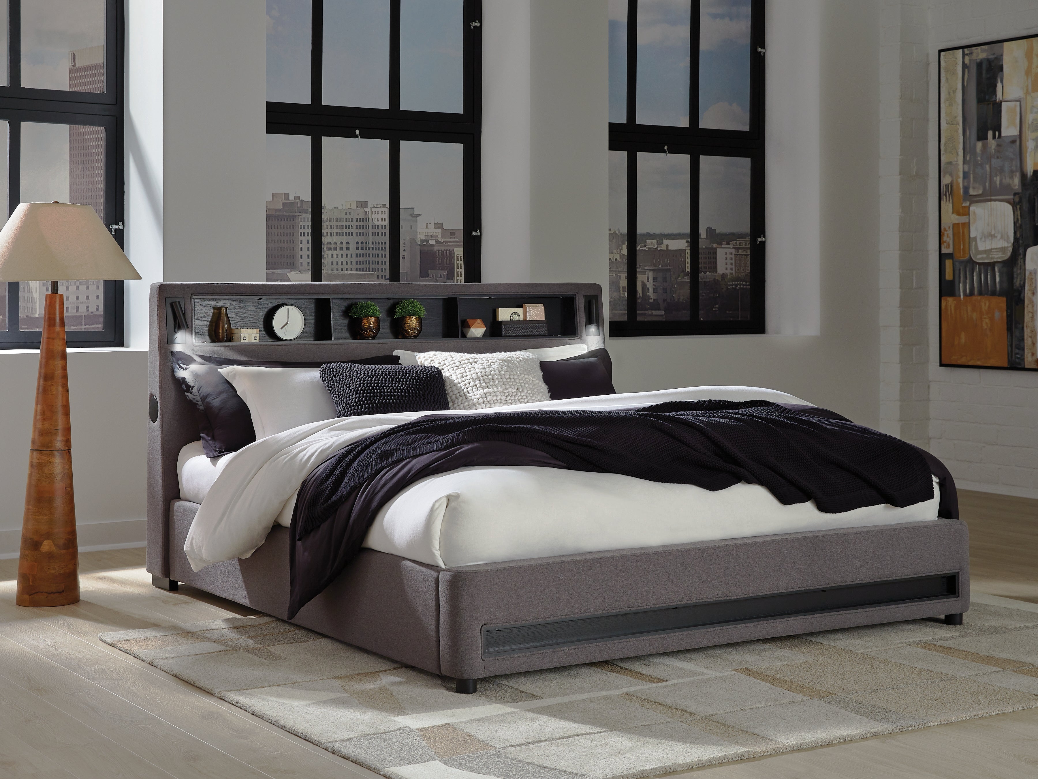 Leasing Furniture - Ashley Furniture - Verishaw Bedroom - California King Upholstered Bed / Gray - PCB2721B22