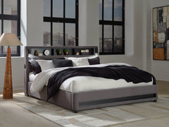 Leasing Furniture - Ashley Furniture - Verishaw Bedroom - King Upholstered Bed / Gray - PCB2721B21