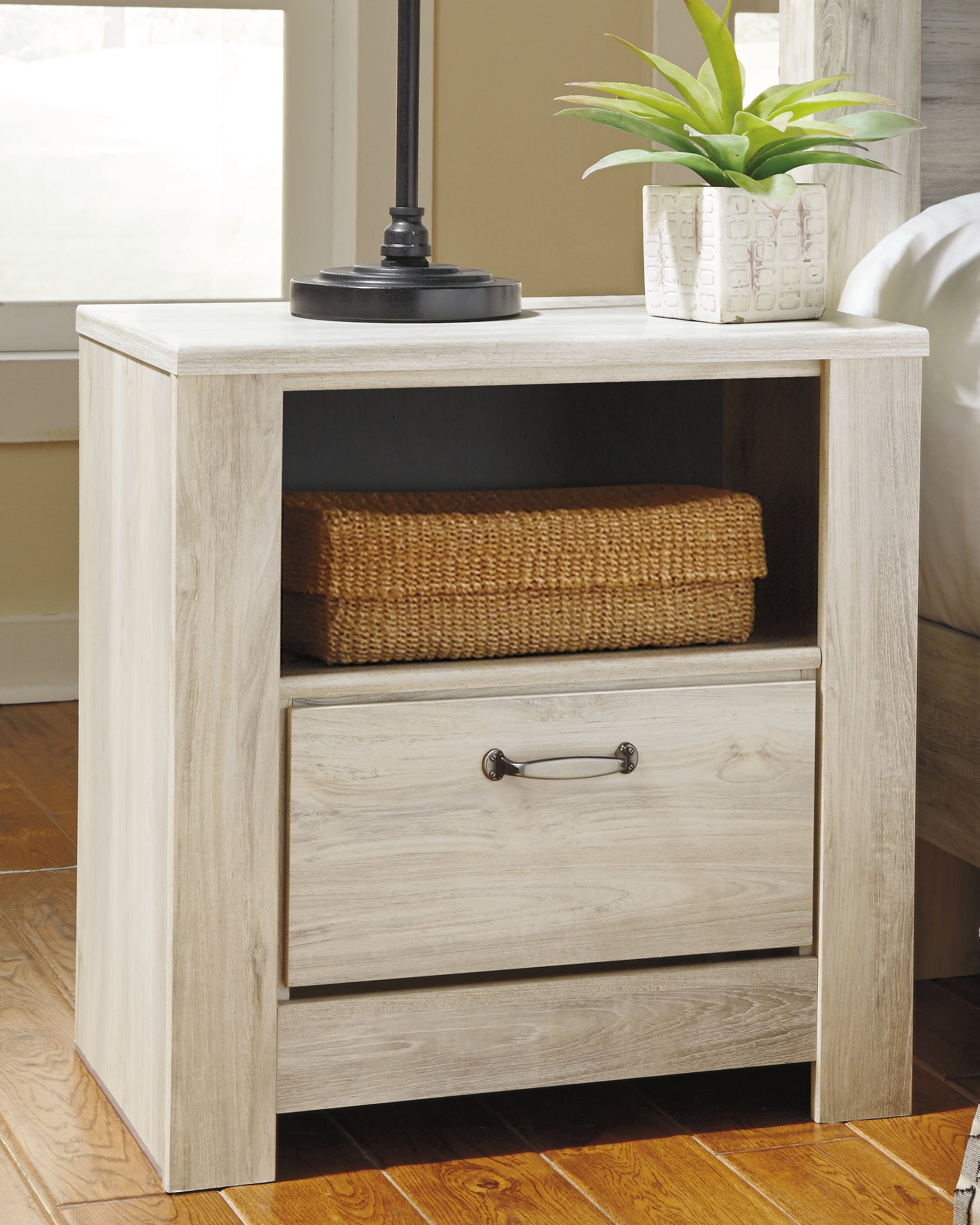 Leasing Furniture - Ashley Furniture - Bellaby Bedroom - One Drawer Night Stand / Whitewash - B331-91