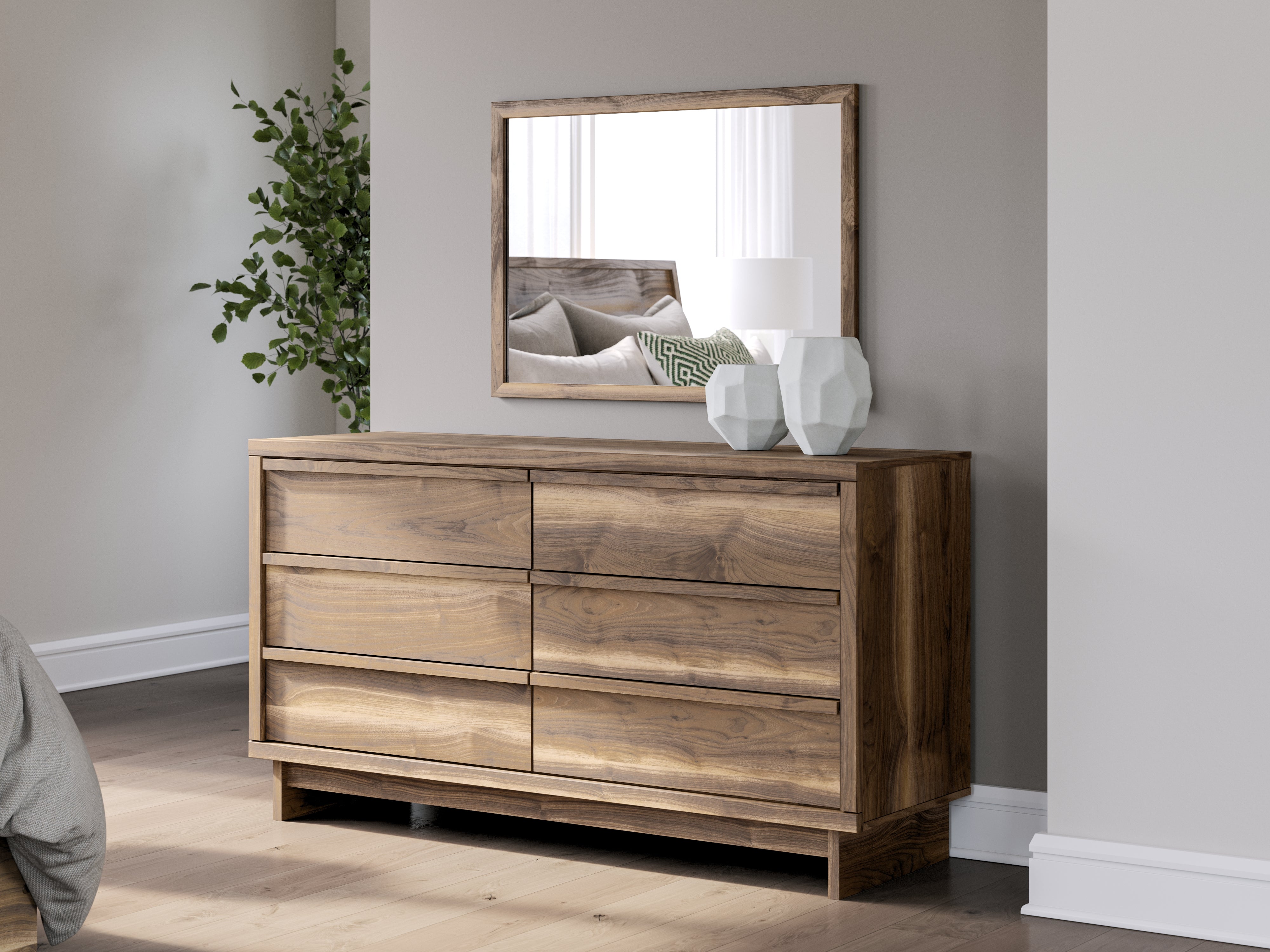 Leasing Furniture - Ashley Furniture - Chirason Bedroom - Dresser and Mirror / Brown - PCB3367B1