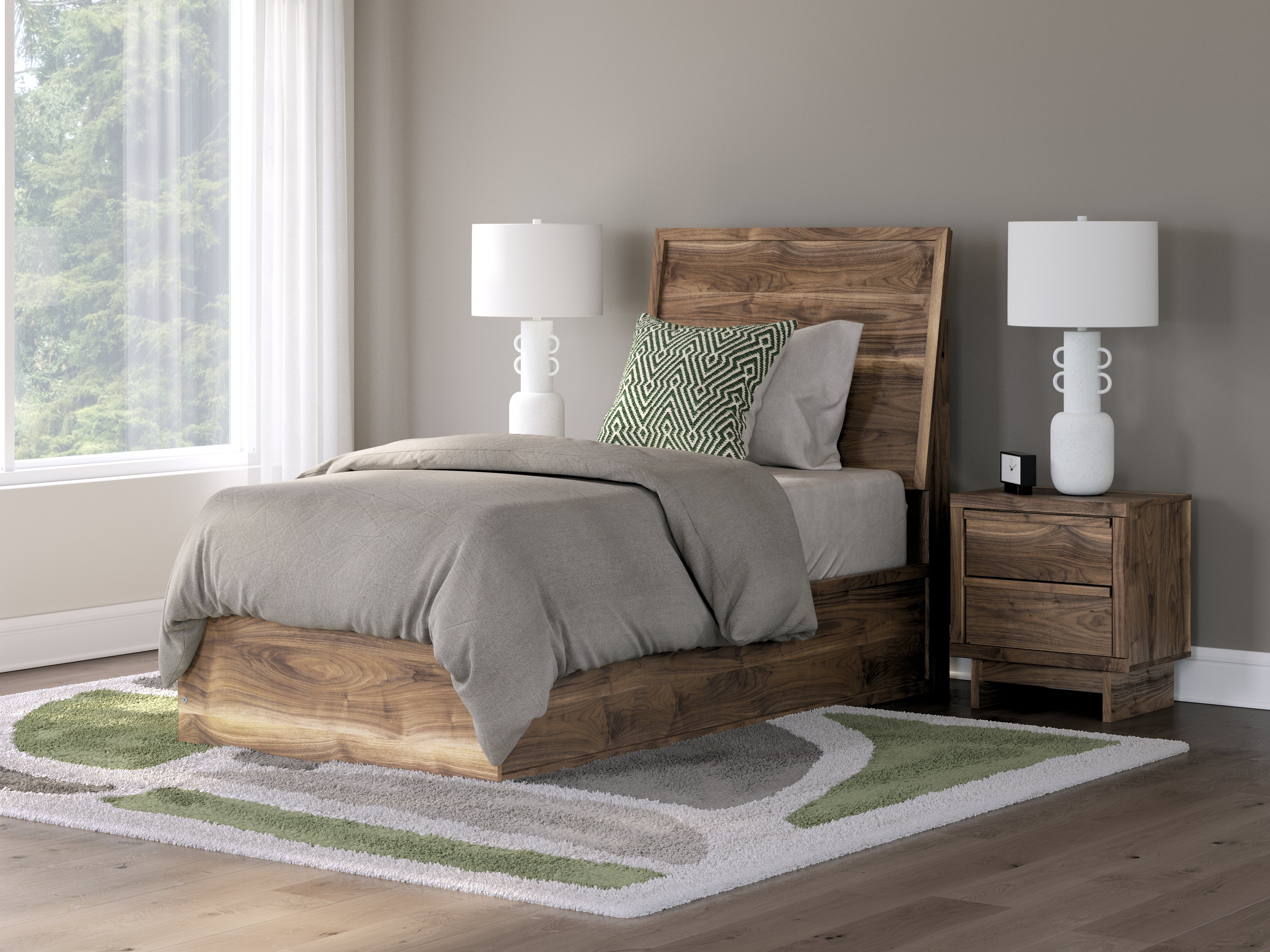 Leasing Furniture - Ashley Furniture - Chirason Bedroom - Twin Panel Bed / Brown - PCB3367B21