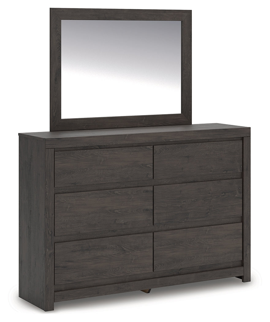 Leasing Furniture - Ashley Furniture - Fraluna Bedroom - Dresser and Mirror / Charcoal - PCB3370B1
