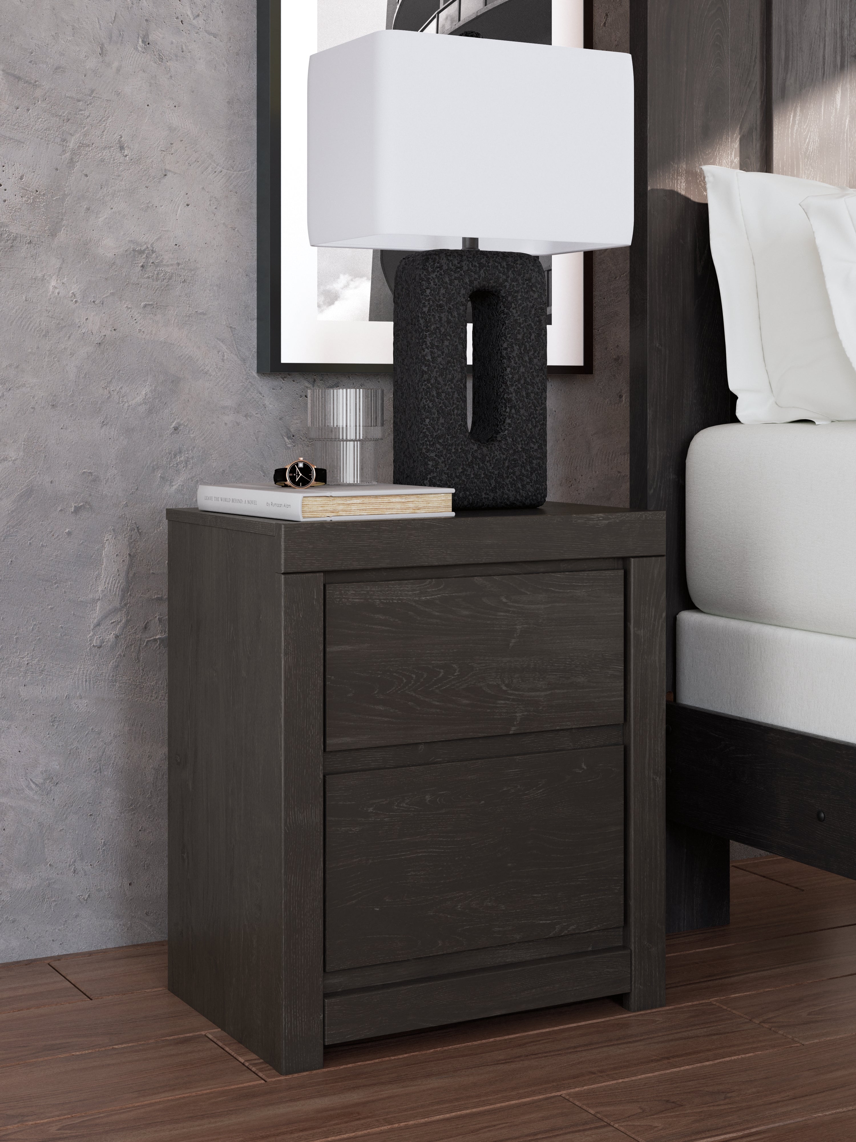 Leasing Furniture - Ashley Furniture - Fraluna Bedroom - Two Drawer Night Stand / Charcoal - PCB3370-92