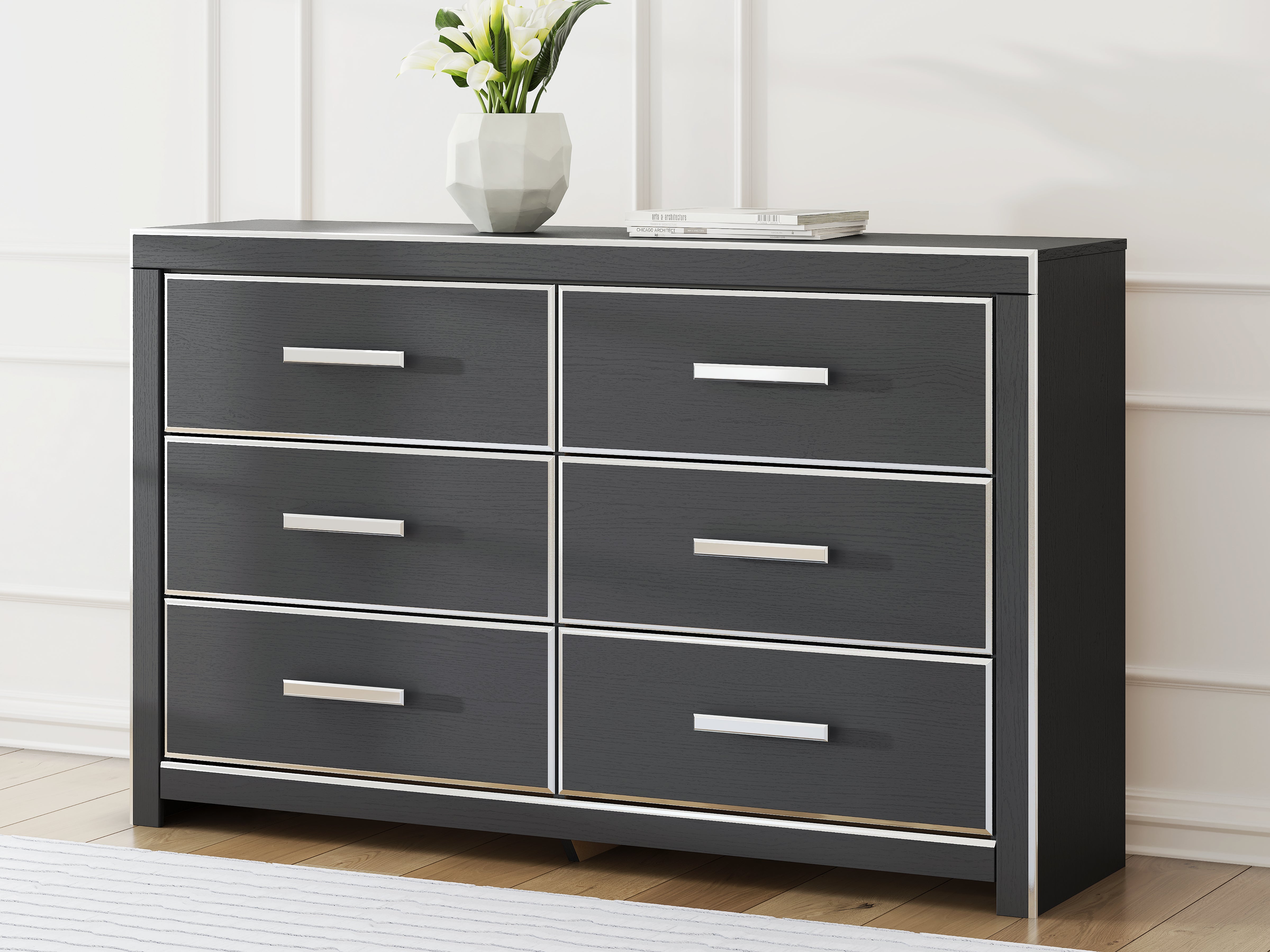 Leasing Furniture - Ashley Furniture - Zuraleus Bedroom - Six Drawer Dresser / Black - PCB3380-31