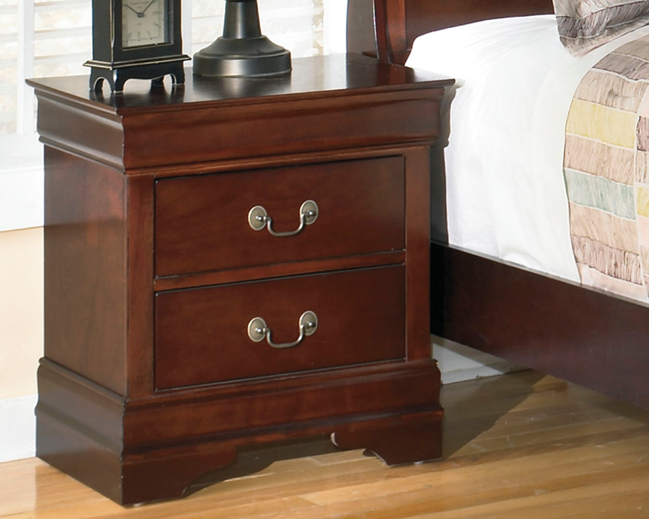 Leasing Furniture - Ashley Furniture - Alisdair Bedroom - Two Drawer Night Stand / Reddish Brown - B376-92