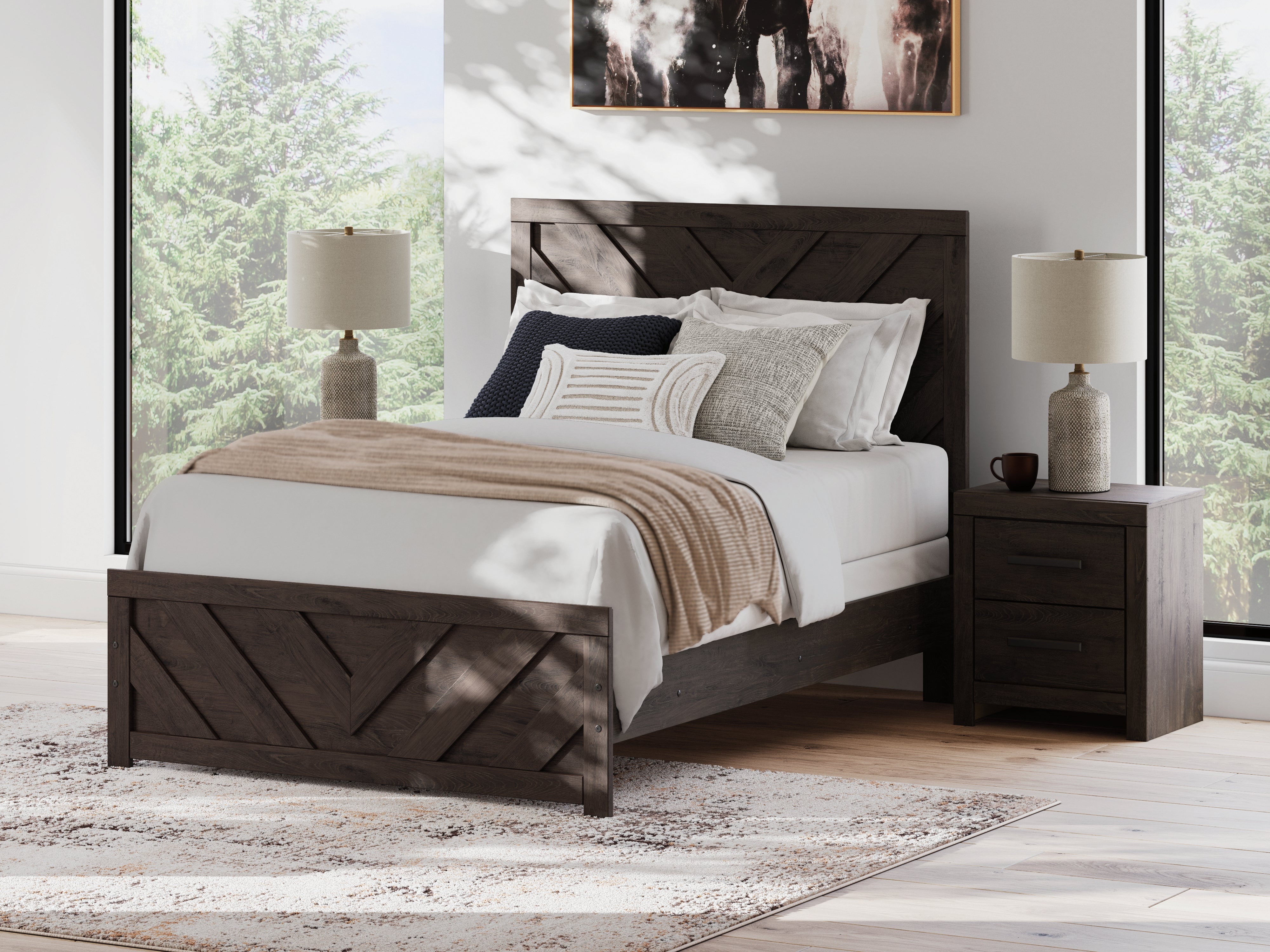 Leasing Furniture - Ashley Furniture - Prendonea Bedroom - Full Panel Bed / Charcoal - B3789B3