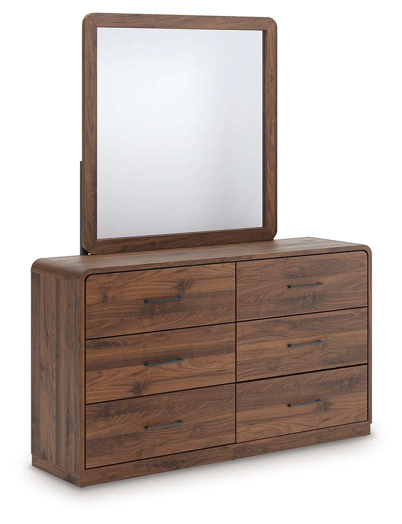 Leasing Furniture - Ashley Furniture - Fortlorn Bedroom - Dresser and Mirror / Walnut Brown - PCB386B1