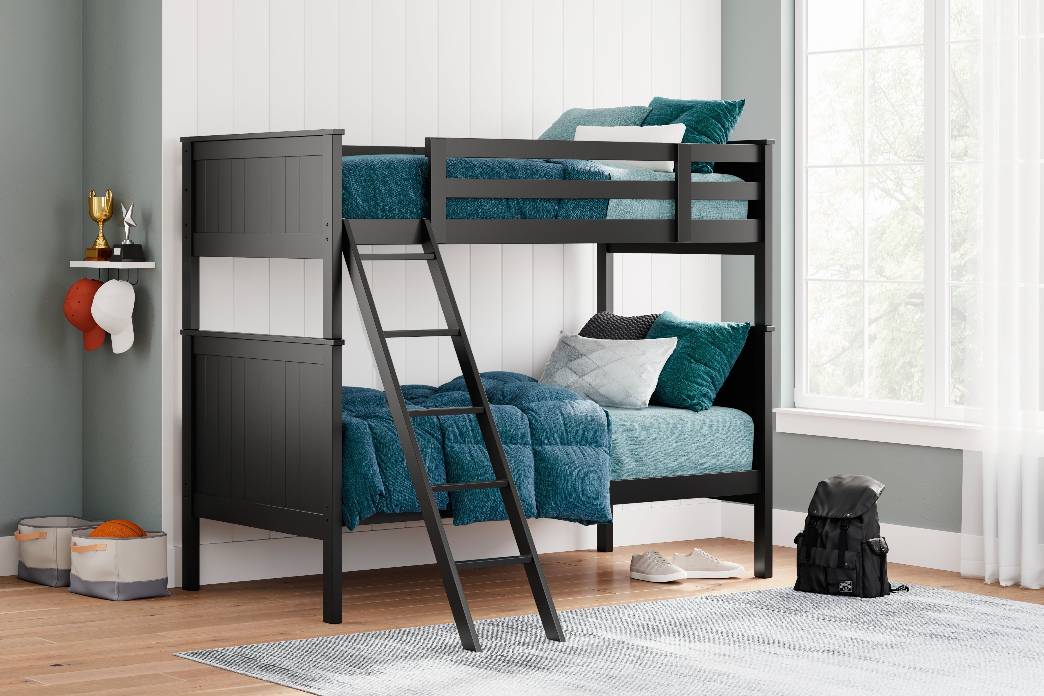 Leasing Furniture - Ashley Furniture - Nextonfort Bedroom - Twin over Twin Bunk Bed / Black - B396B7