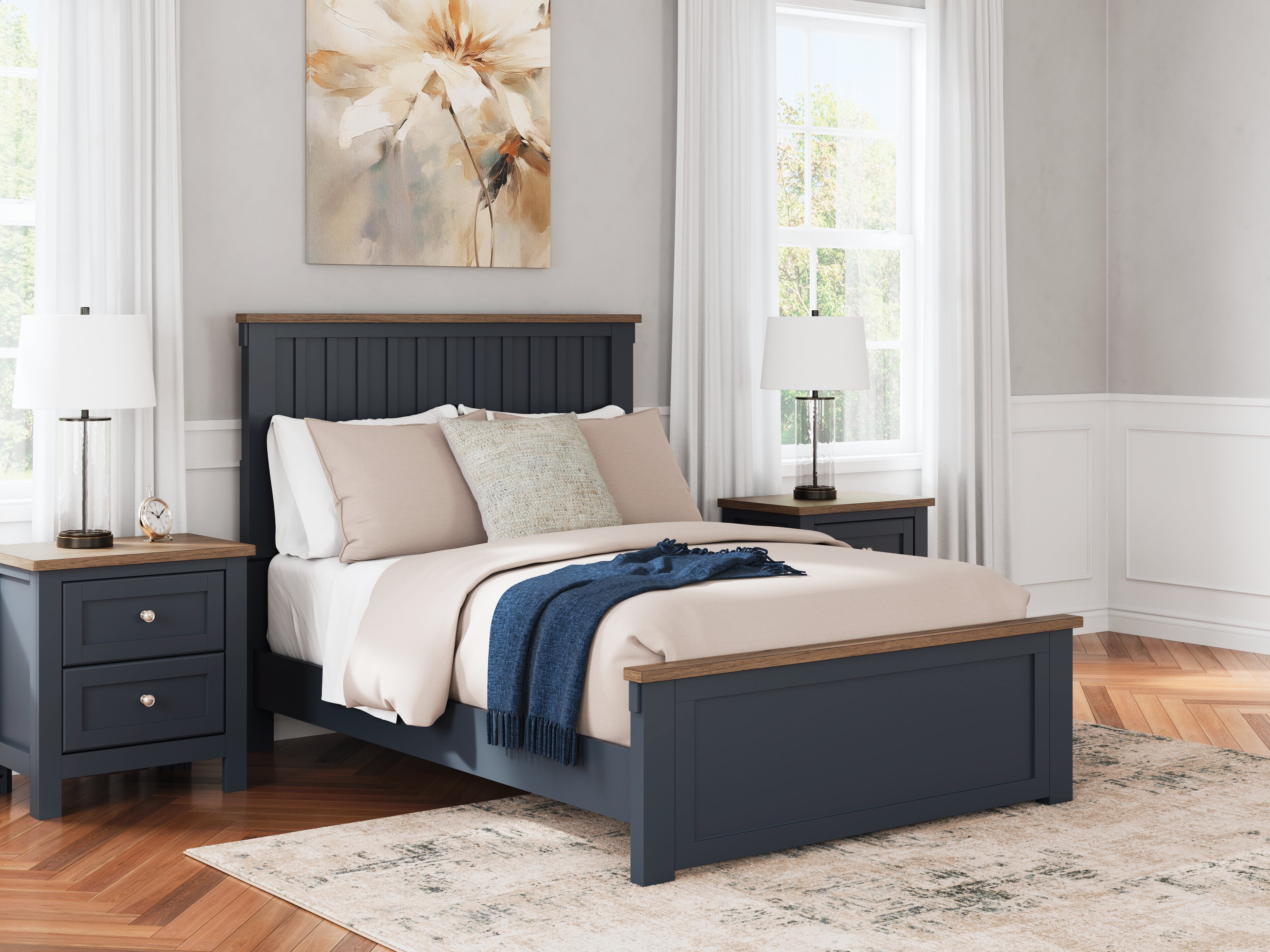 Leasing Furniture - Ashley Furniture - Landocken Bedroom - Full Panel Bed / Brown/Blue - B414B3