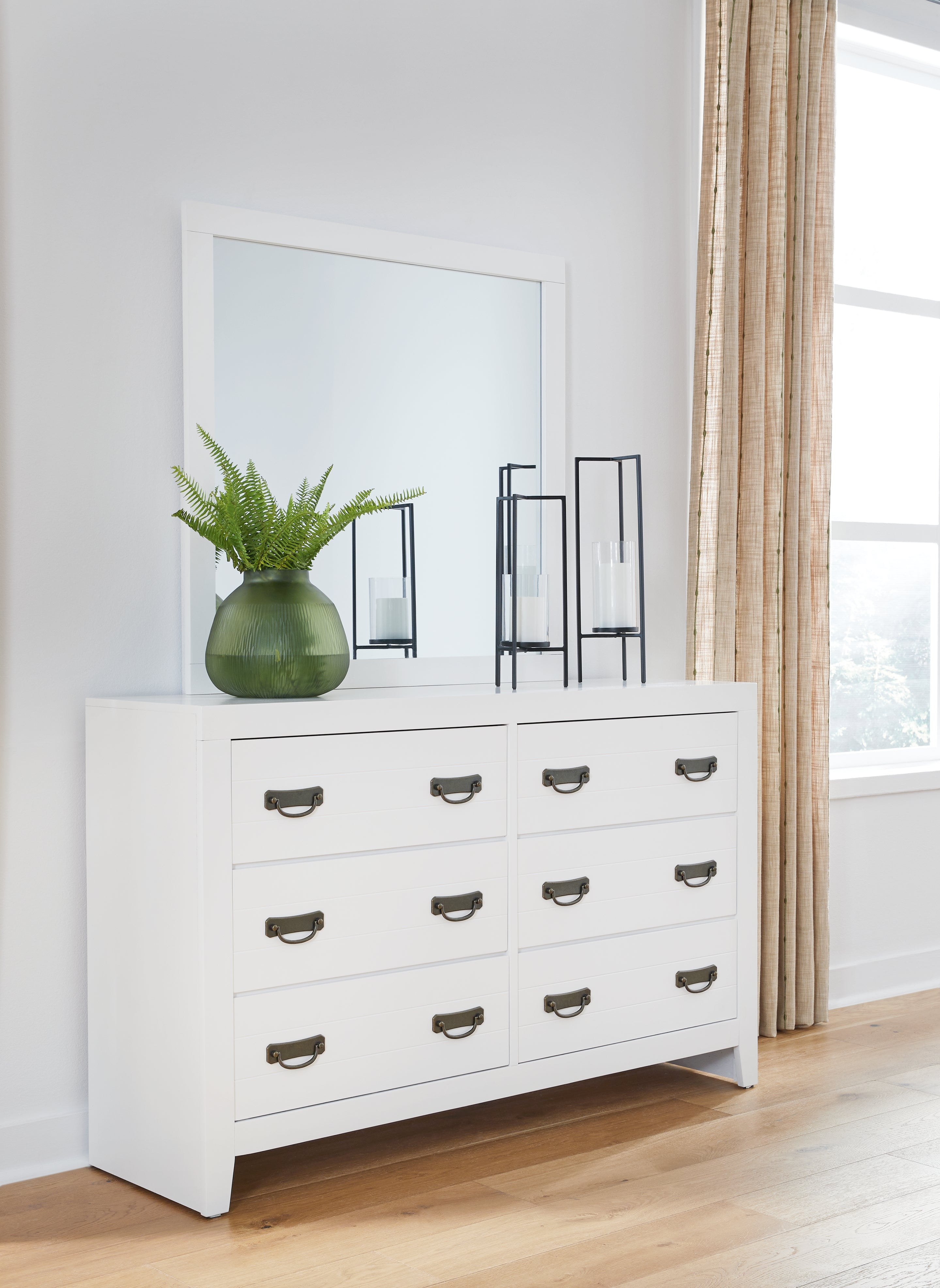 Leasing Furniture - Ashley Furniture - Binterglen Bedroom - Dresser and Mirror / White - B427B1