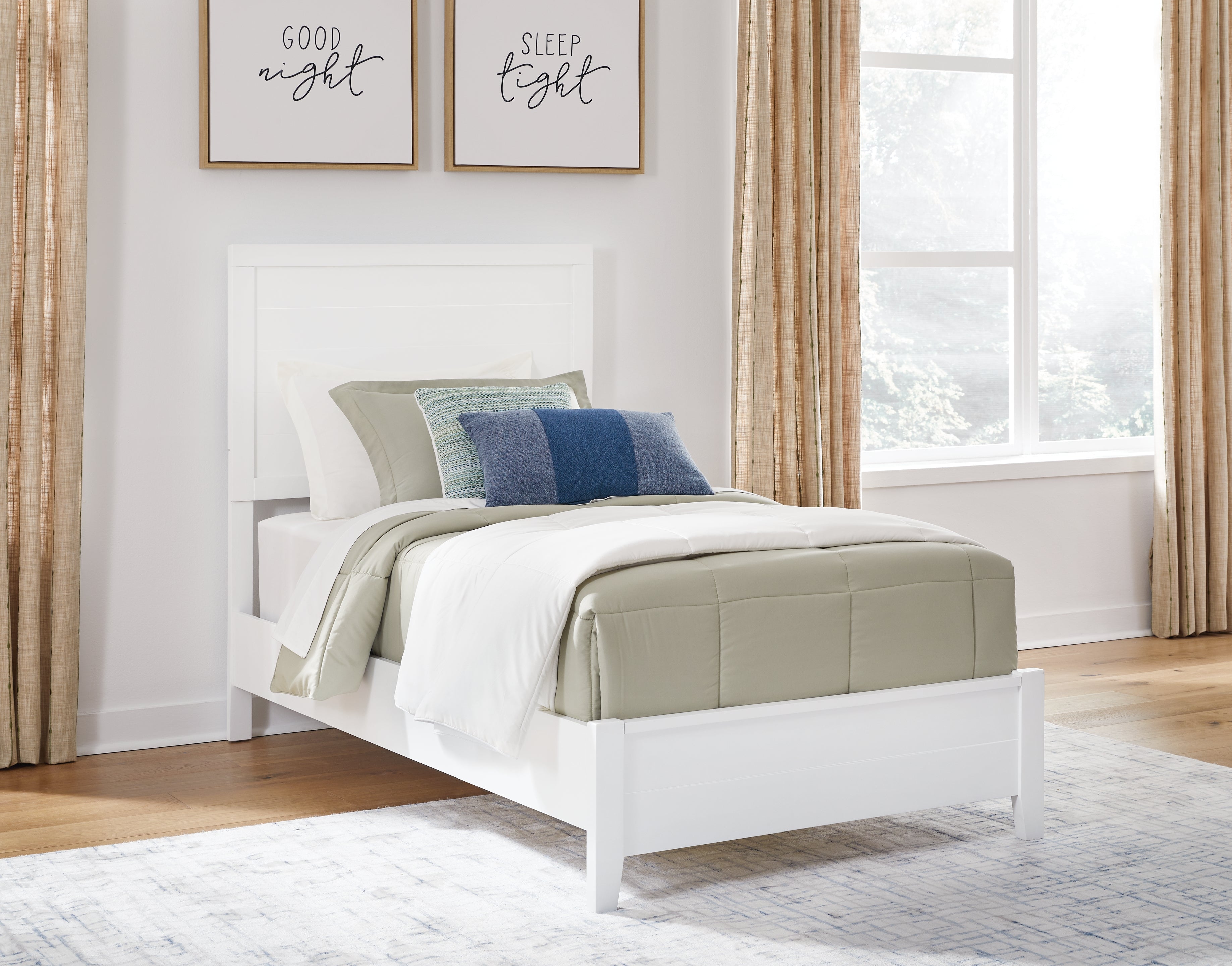 Leasing Furniture - Ashley Furniture - Binterglen Bedroom - Twin Panel Bed / White - B427B2