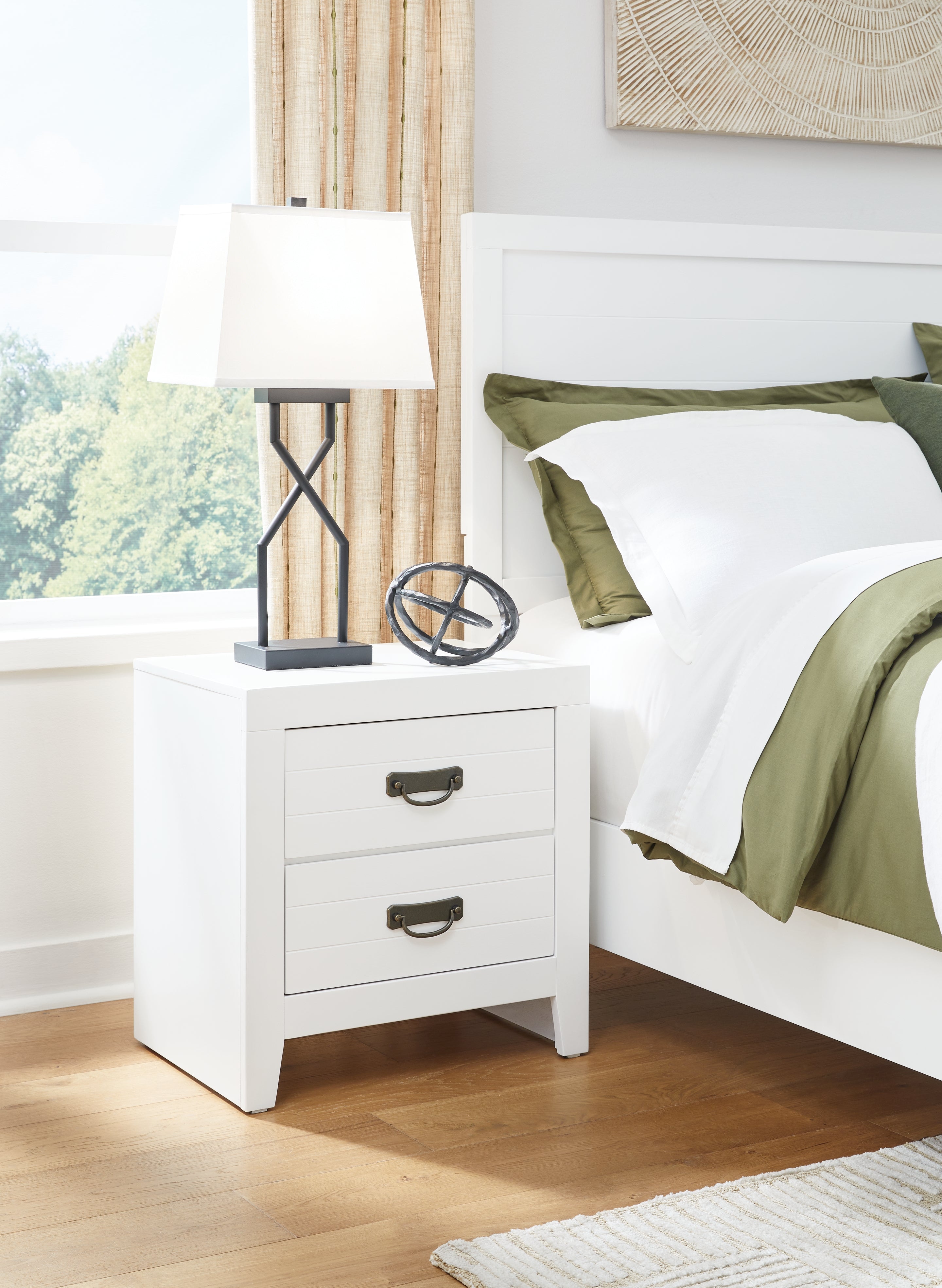 Leasing Furniture - Ashley Furniture - Binterglen Bedroom - Two Drawer Night Stand / White - B427-92