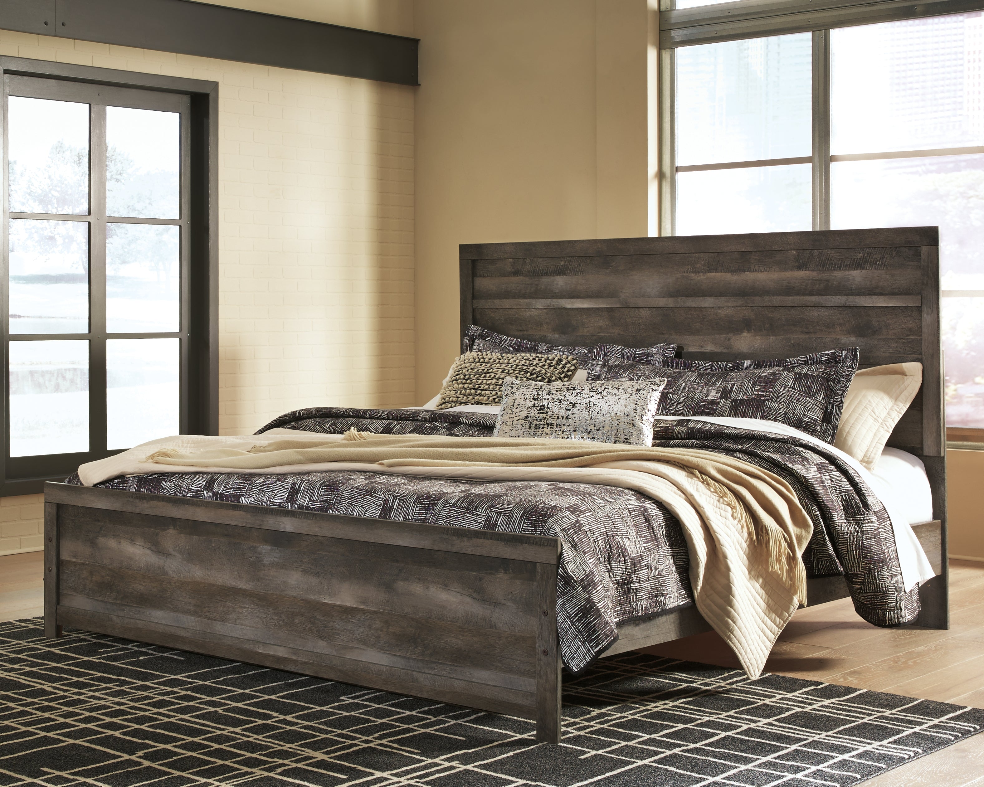 Leasing Furniture - Ashley Furniture - Wynnlow Bedroom - King Panel Bed / Gray - B440B8