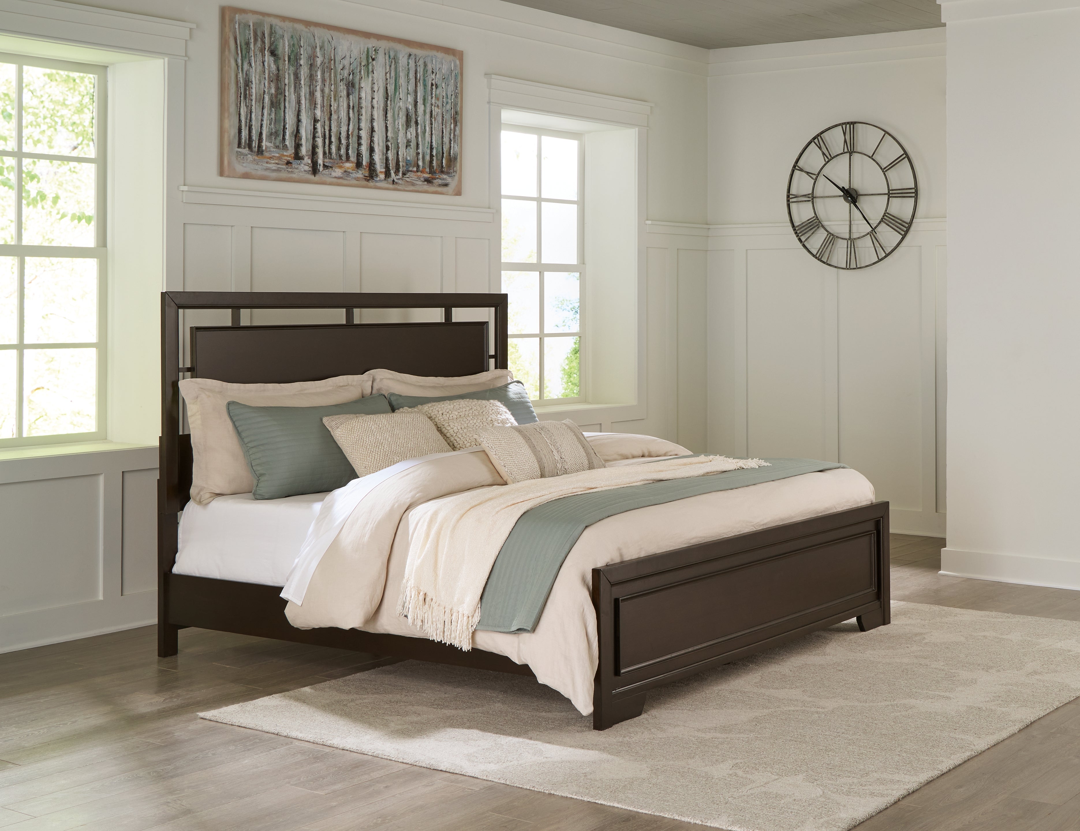 Leasing Furniture - Ashley Furniture - Covetown Bedroom - King Panel Bed / Dark Brown - B441B8